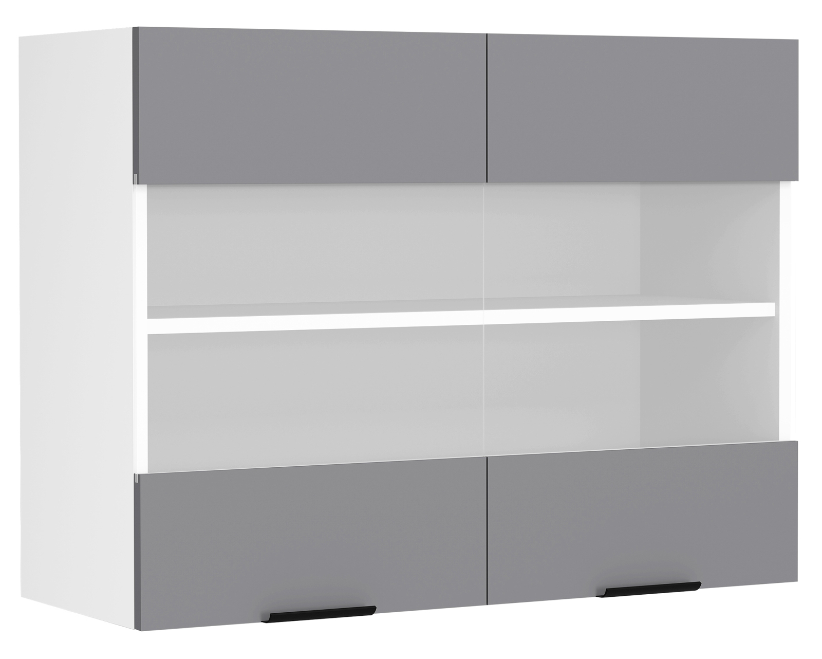 Hängeschrank FASOLA - weiß-anthrazit - mit Glaseinsatz - 80 cm