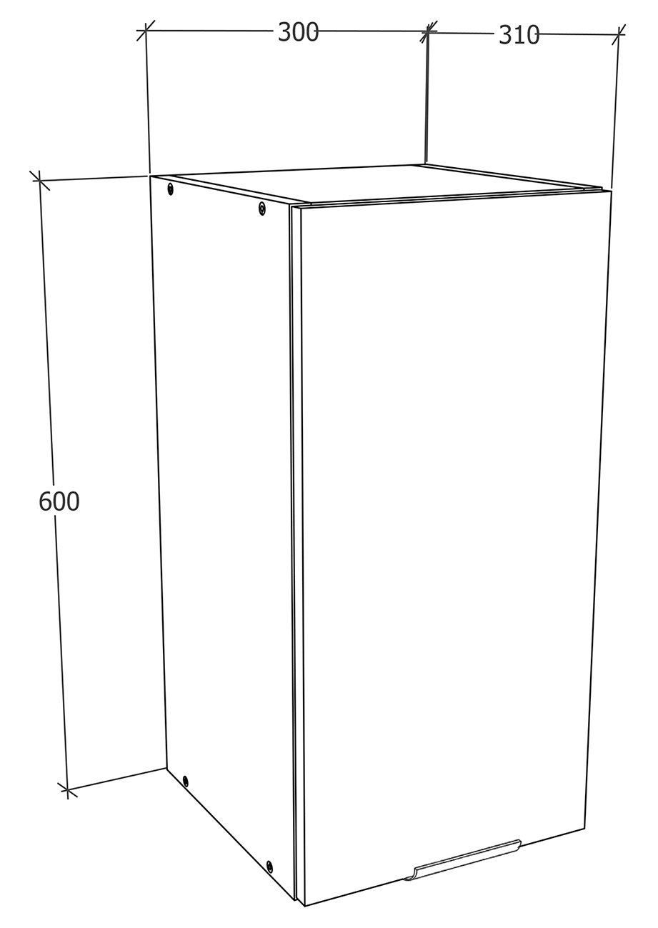 Hängeschrank FASOLA - weiß - Honig Eiche - 30 cm