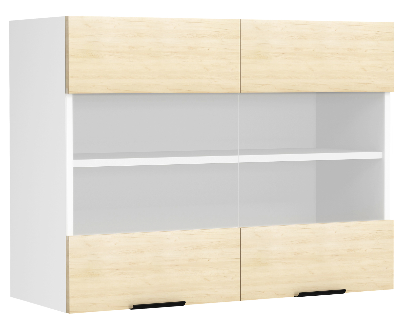 Hängeschrank FASOLA - weiß - Honig Eiche - mit Glaseinsatz - 80 cm