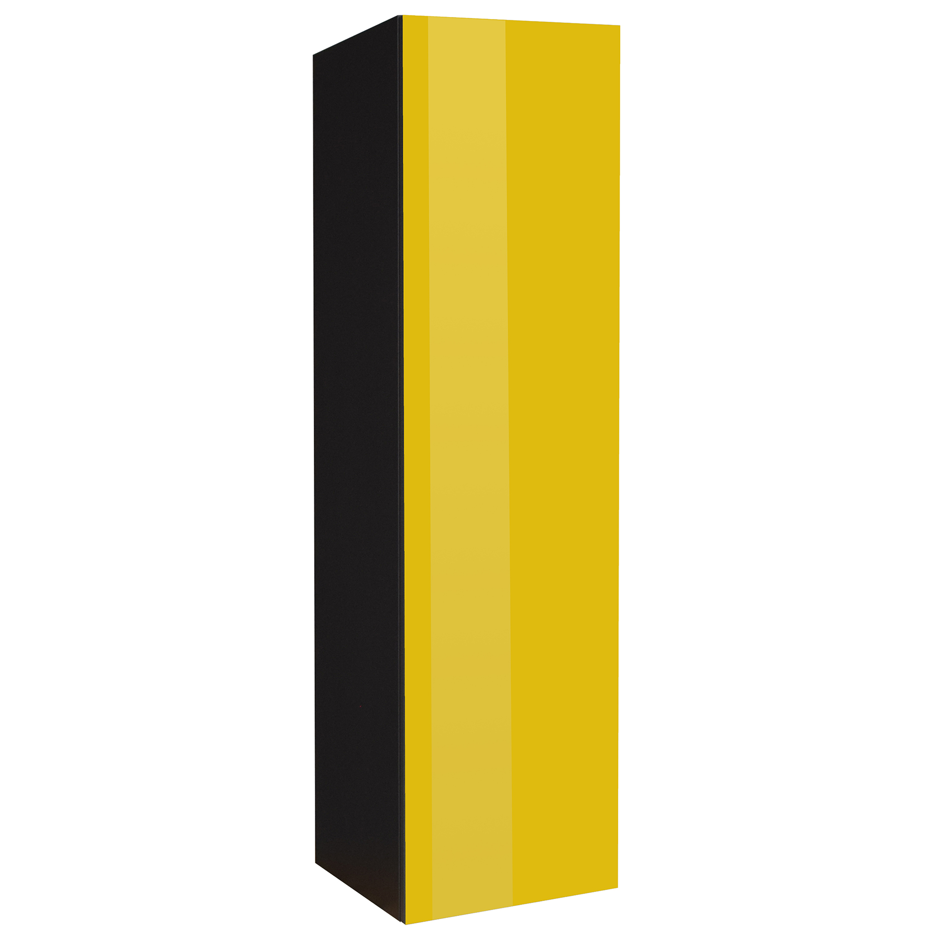 Hängeschrank - goldgelb - graphit matt - Glasfront - eine Tür