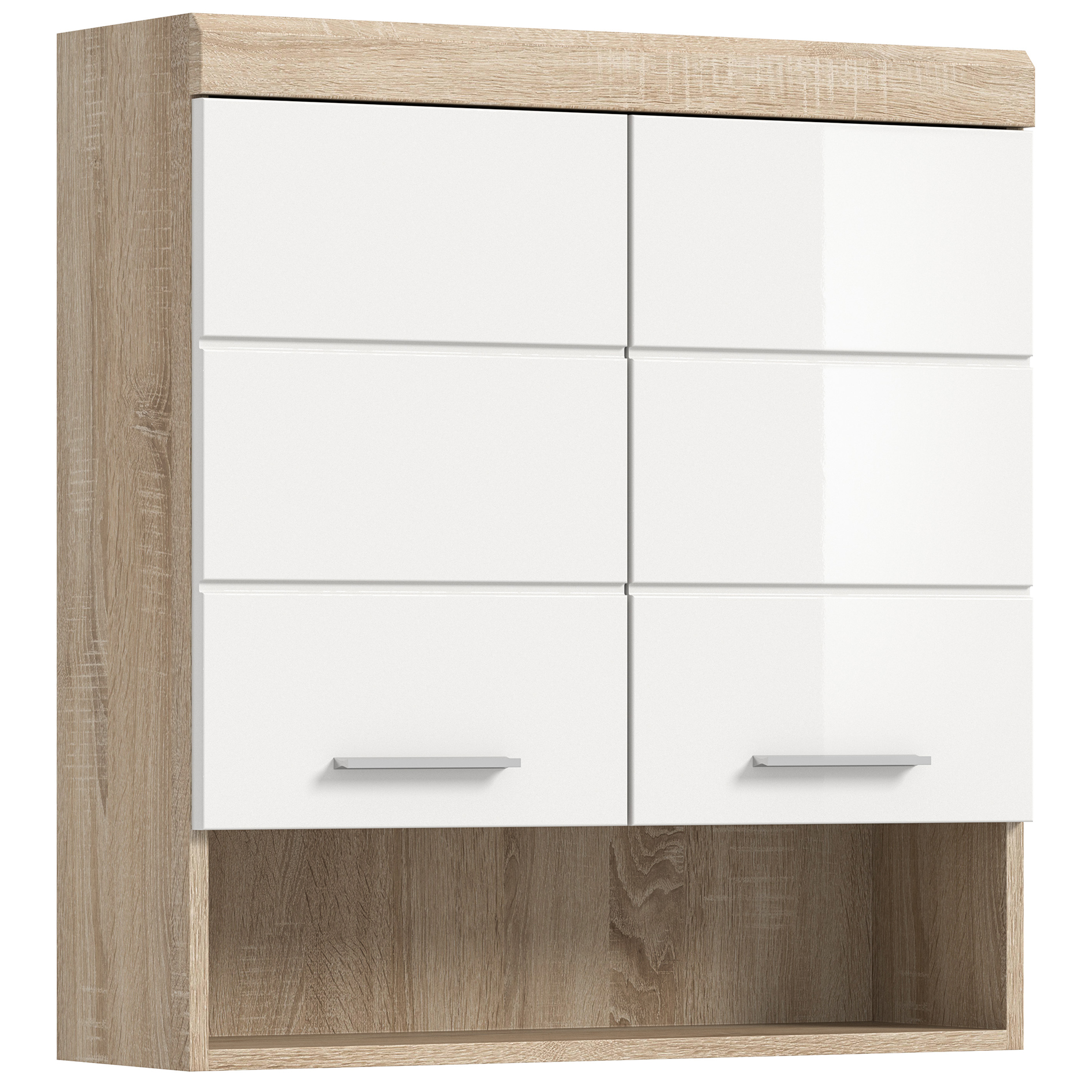 Hängeschrank LAMBADA - Sonoma Eiche - weiß Hochglanz - 74 cm breit