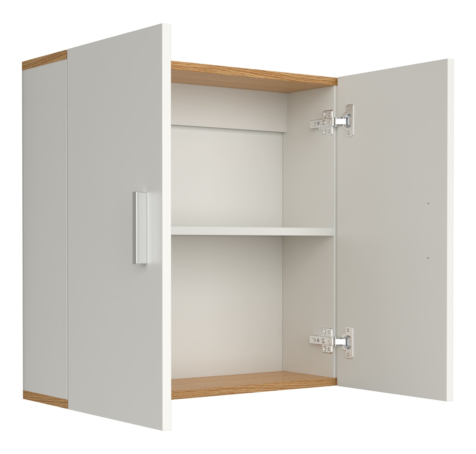 Hängeschrank LANDOS - weiß - Honig Eiche - 2 Drehtüren