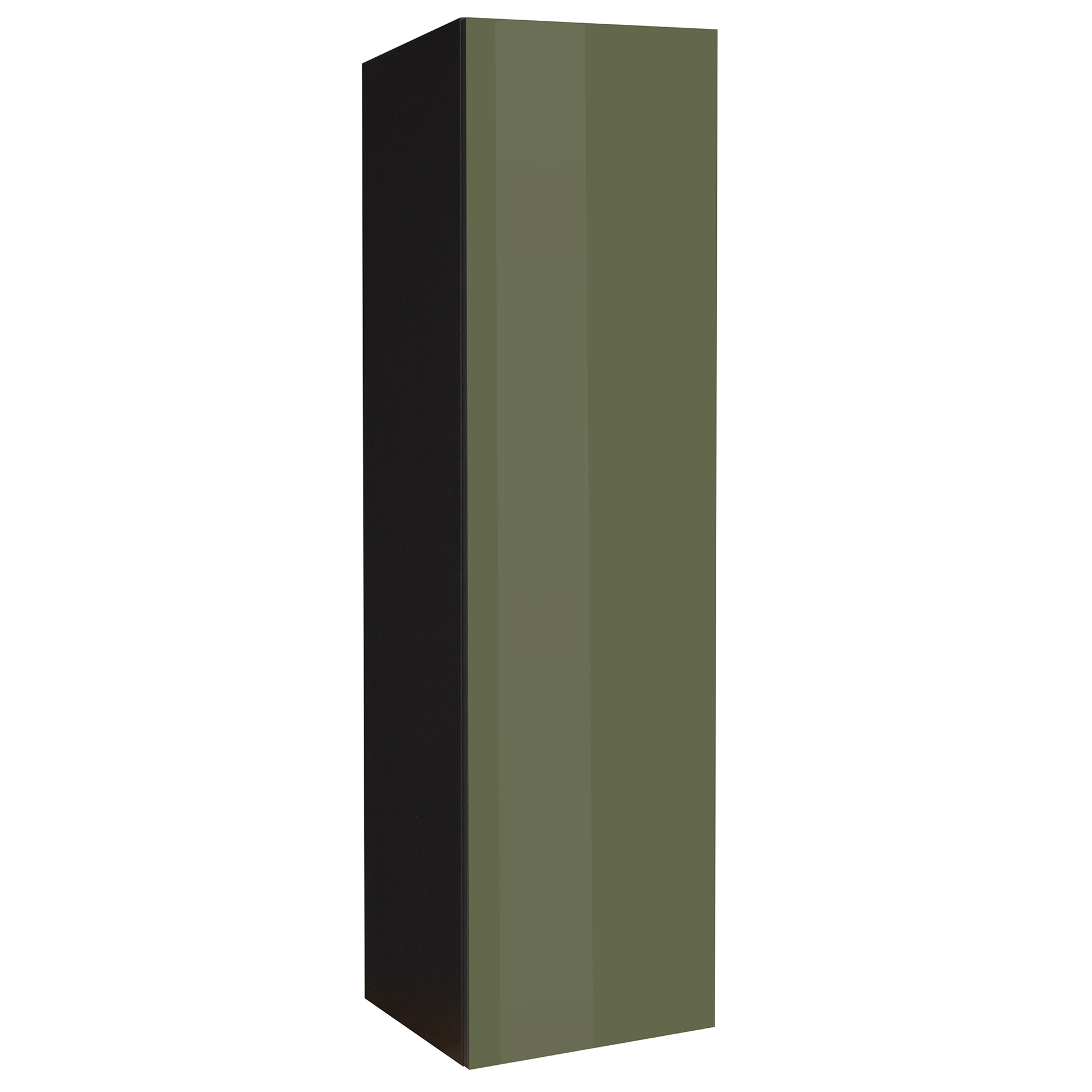 Hängeschrank - olivgrün - graphit matt - Glasfront - eine Tür