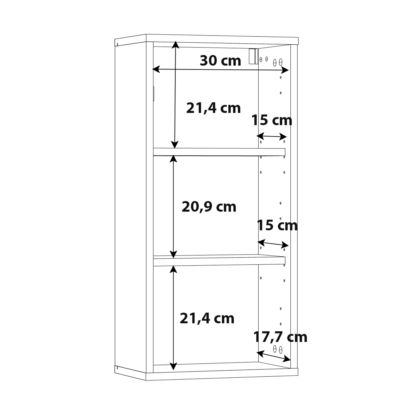 Hängeschrank - Sonoma Eiche - weiß - 33 cm breit