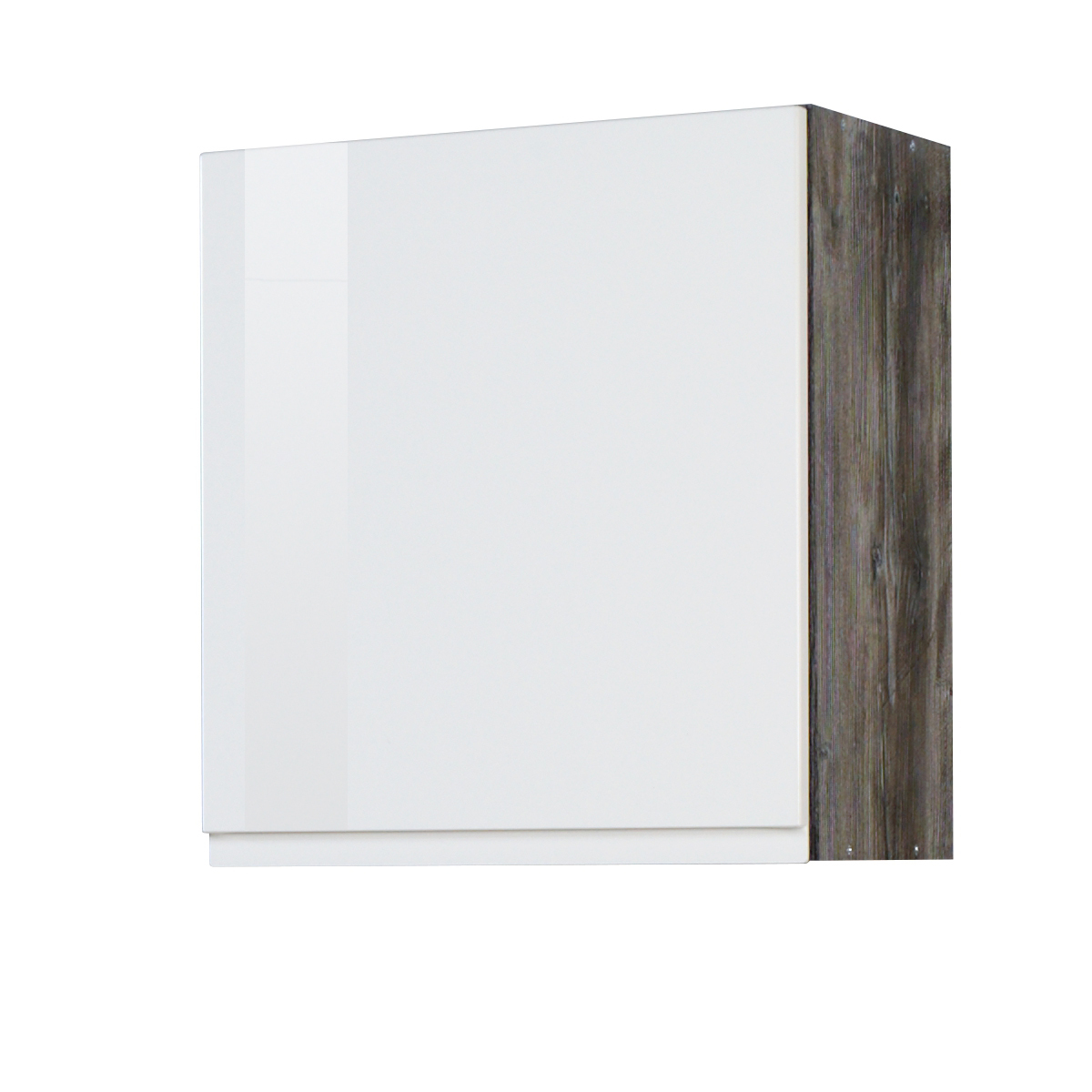 Hängeschrank WIEN - weiß Hochglanz - Eiche Vintage - 50 cm