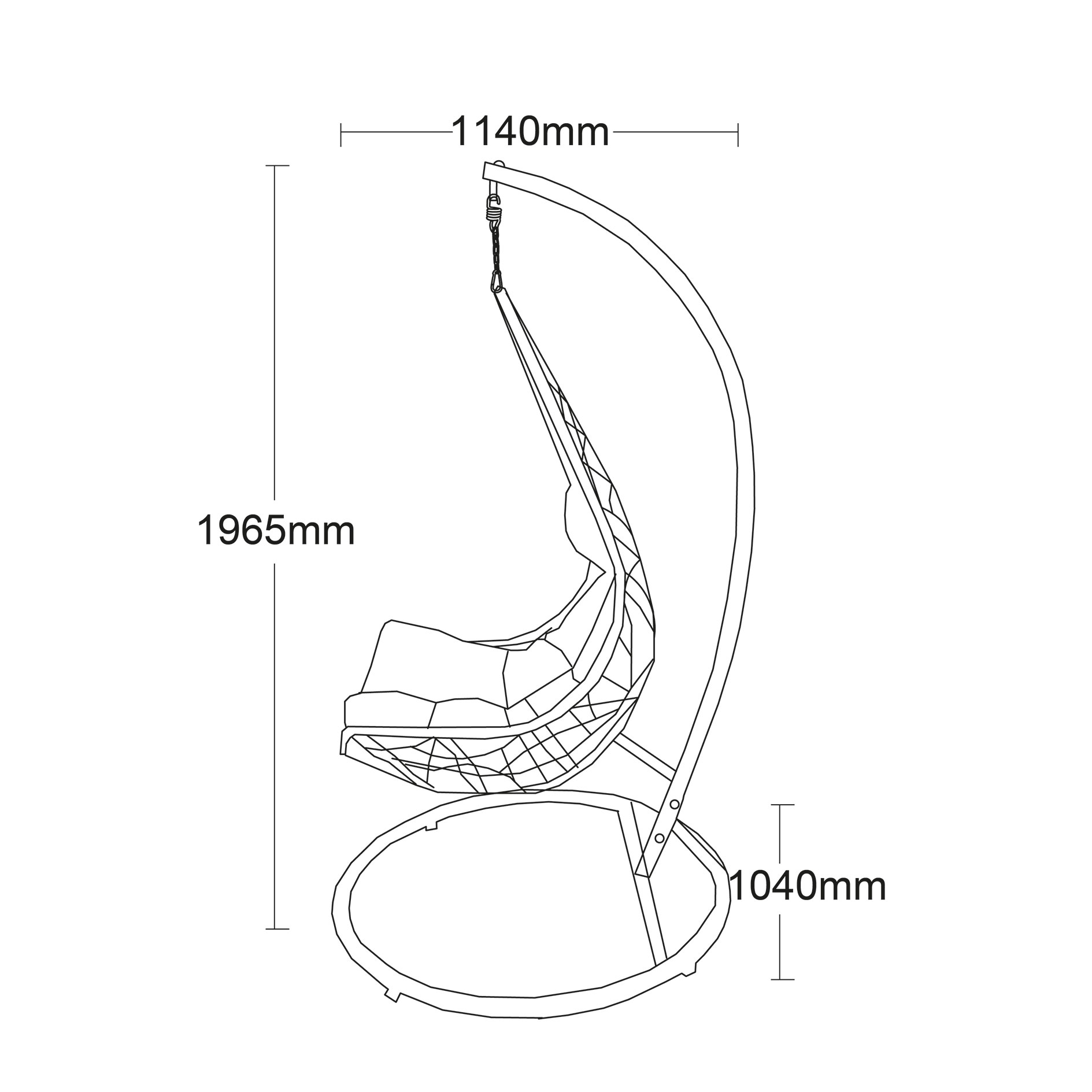 Hängesessel - anthrazit - grau - 195 cm hoch