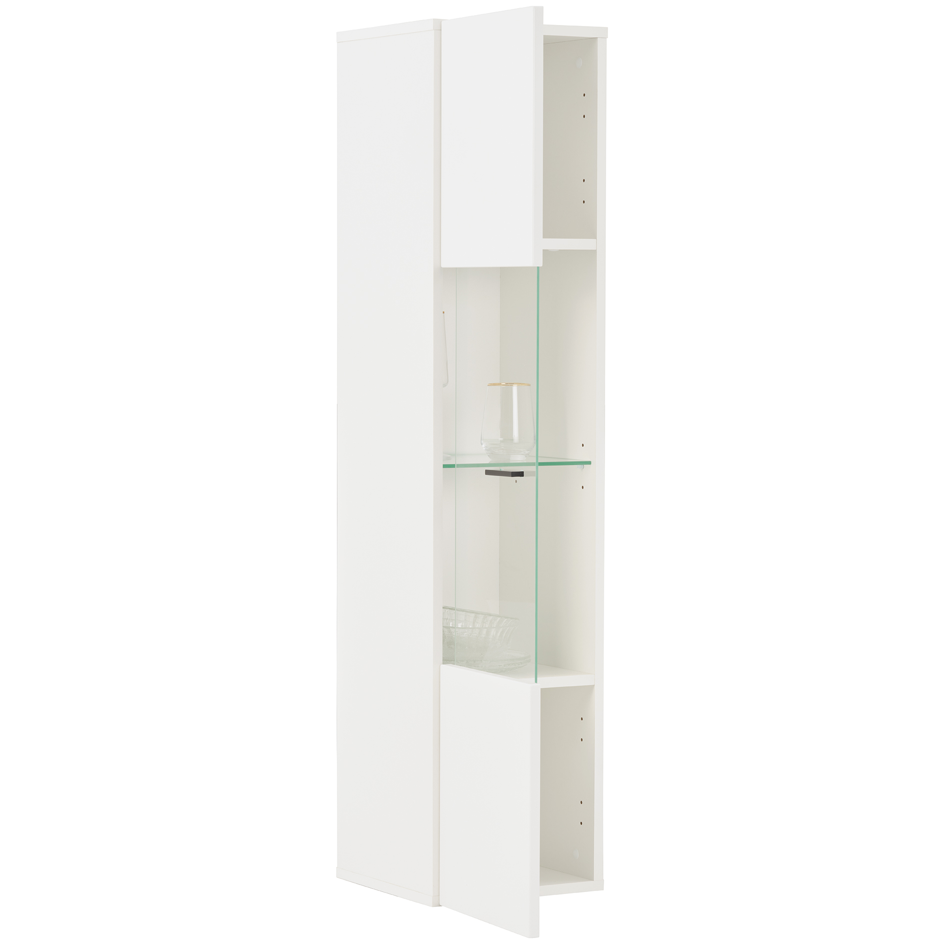 Hängevitrine - alpinweiß - weiß Hochglanz - 130 cm