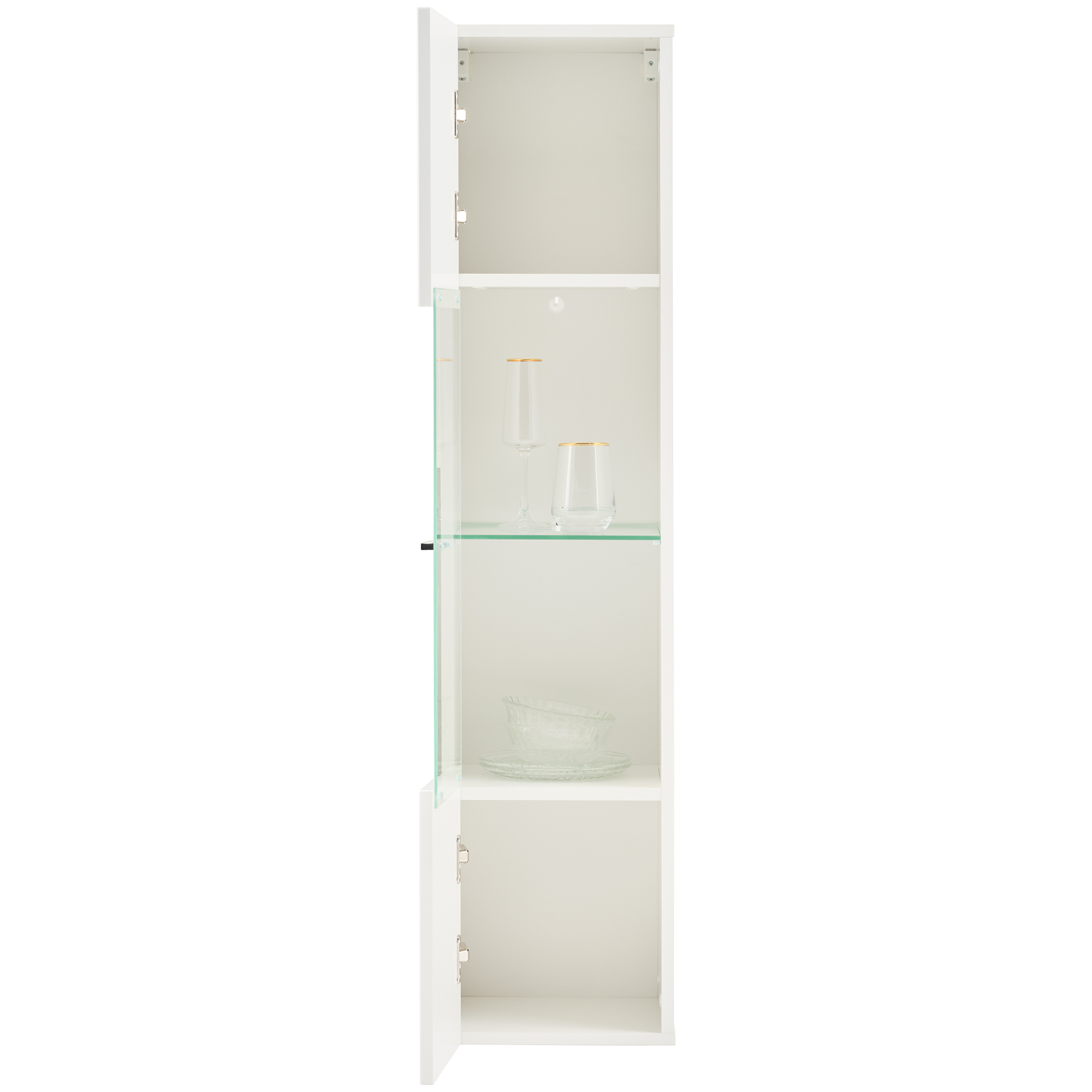 Hängevitrine - alpinweiß - weiß Hochglanz - 130 cm