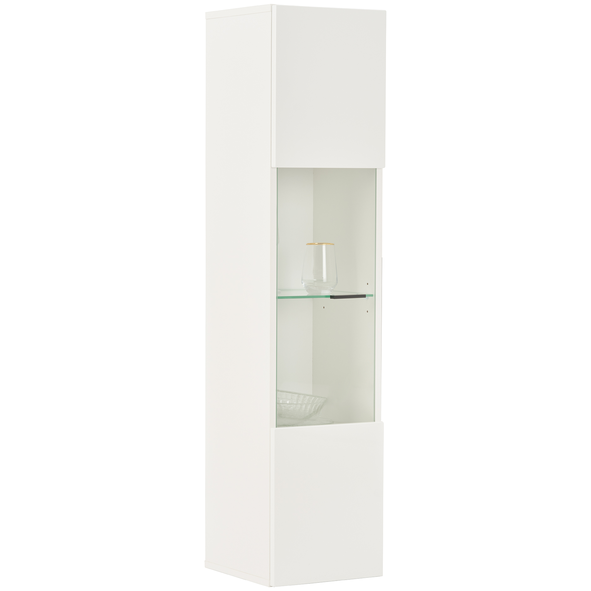 Hängevitrine - alpinweiß - weiß Hochglanz - 130 cm