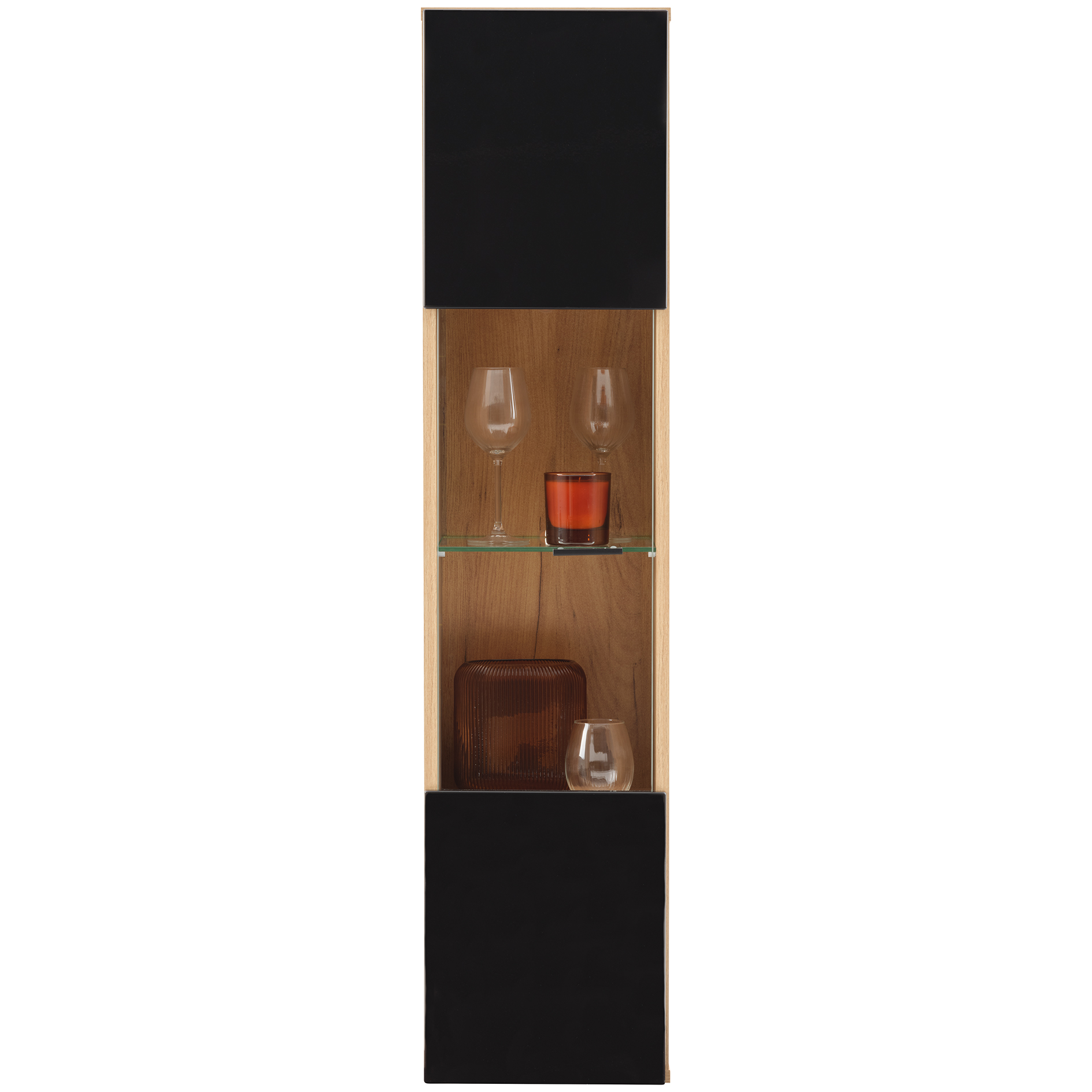 Hängevitrine - Evoke Eiche - schwarz Hochglanz - 130 cm