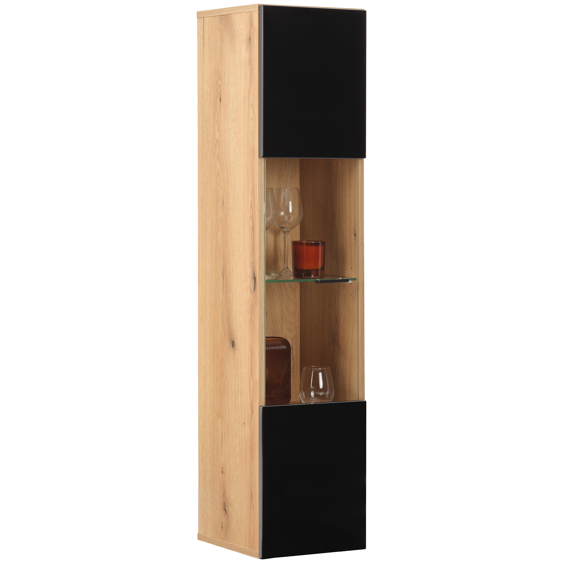 Hängevitrine - Evoke Eiche - schwarz Hochglanz - 130 cm