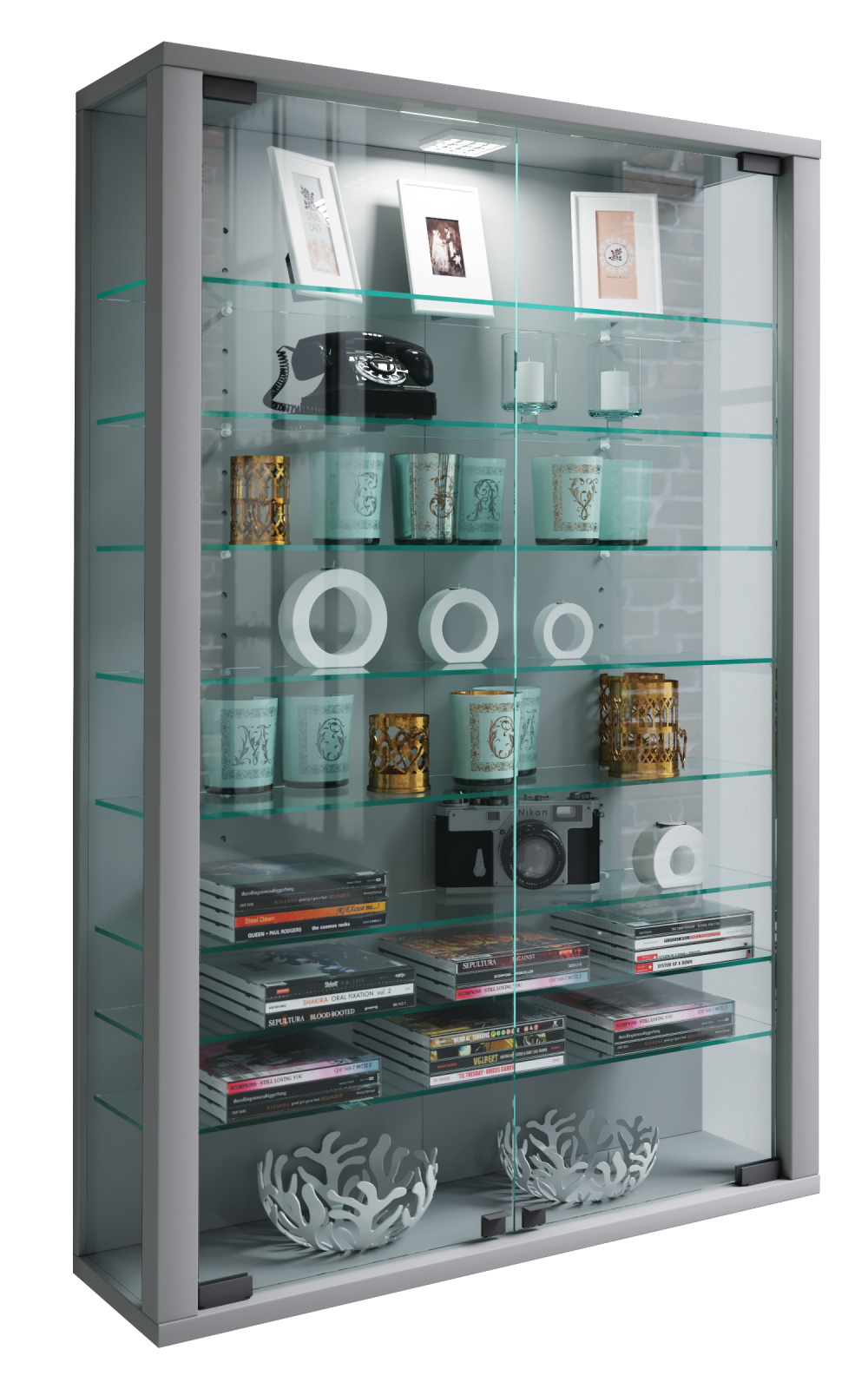 Hängevitrine VITROSA MINI - silber - ohne Beleuchtung
