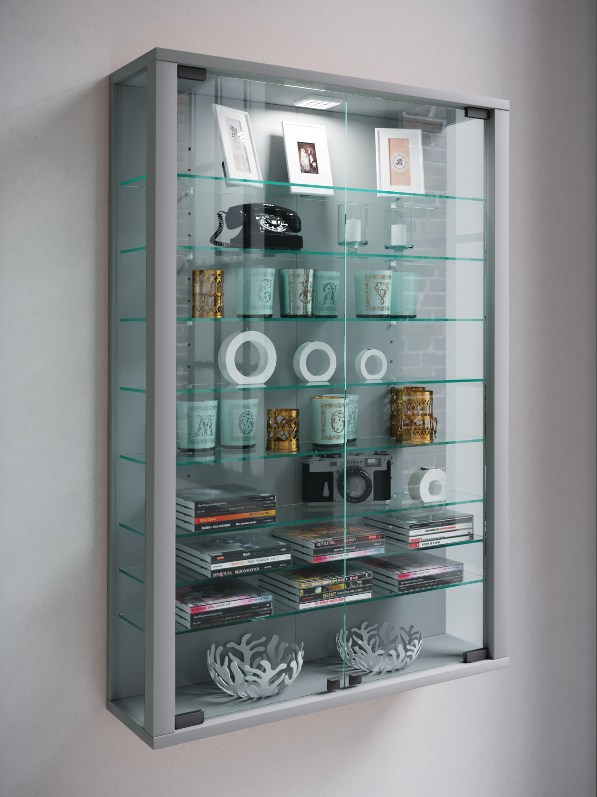 Hängevitrine VITROSA MINI - silber - ohne Beleuchtung