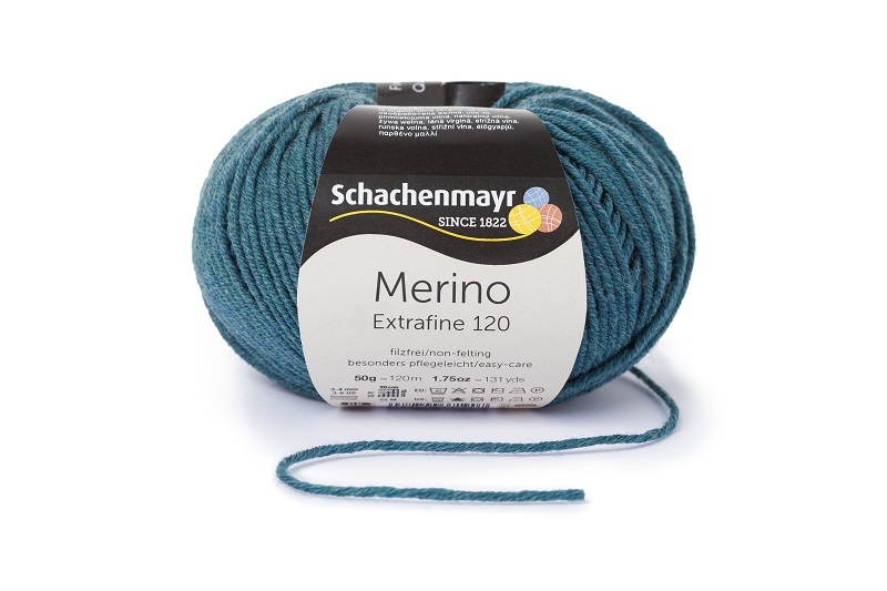 Handstrickgarn MERINO EXTRAFINE 120 - meerblau-meliert - 50g