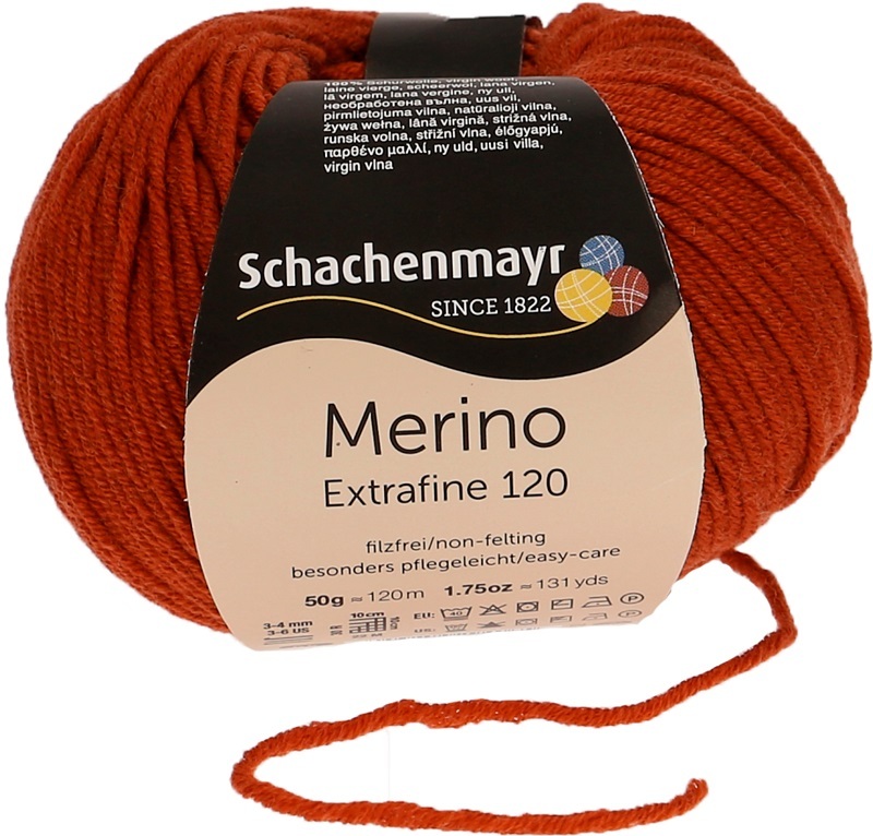 Handstrickgarn MERINO EXTRAFINE 120 - ziegel - 50g