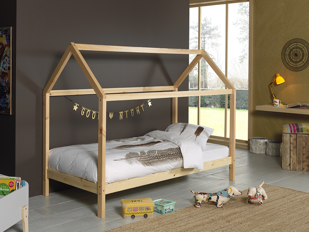 Hausbett DALLAS 2 - natur - Kiefer massiv - 90x200 cm