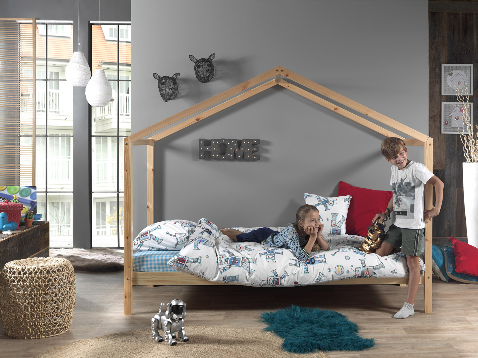 Hausbett DALLAS 3 - natur - Kiefer massiv - 90x200 cm