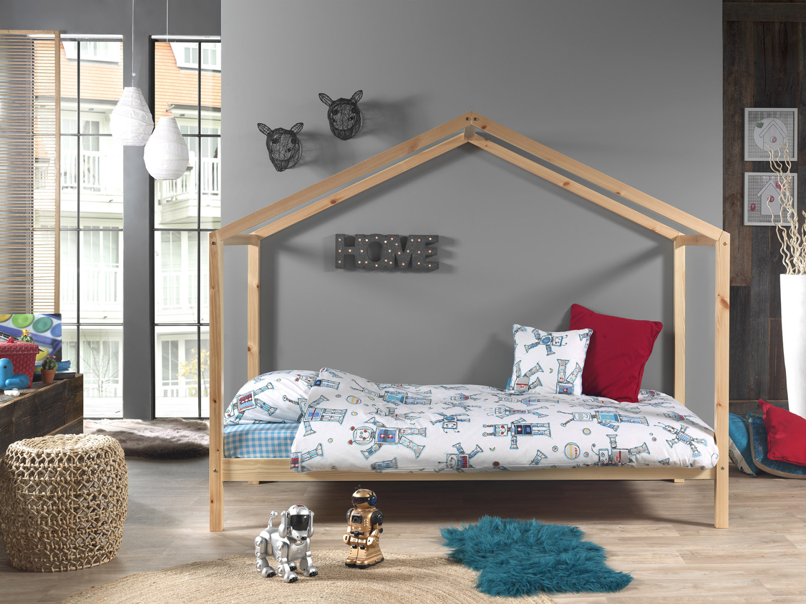 Hausbett DALLAS 3 - natur - Kiefer massiv - 90x200 cm