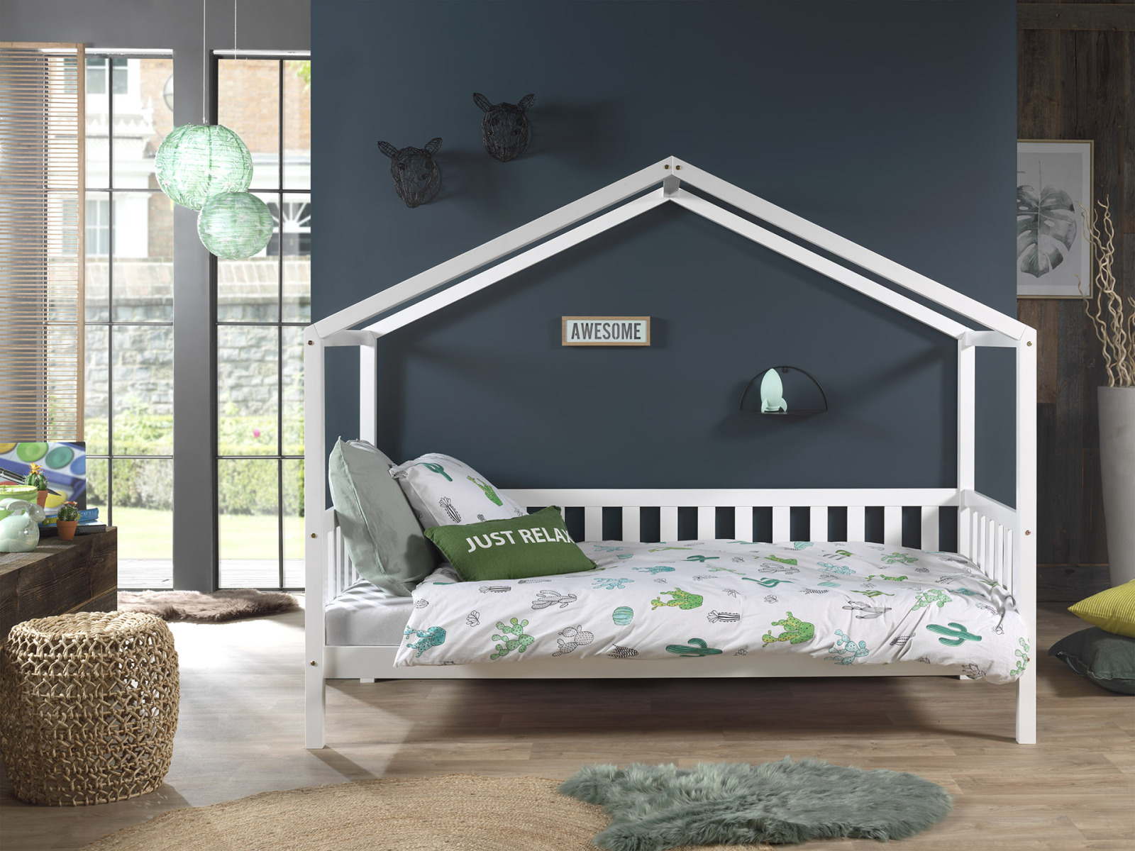 Hausbett DALLAS - weiß - Kiefer massiv - 90x200 cm