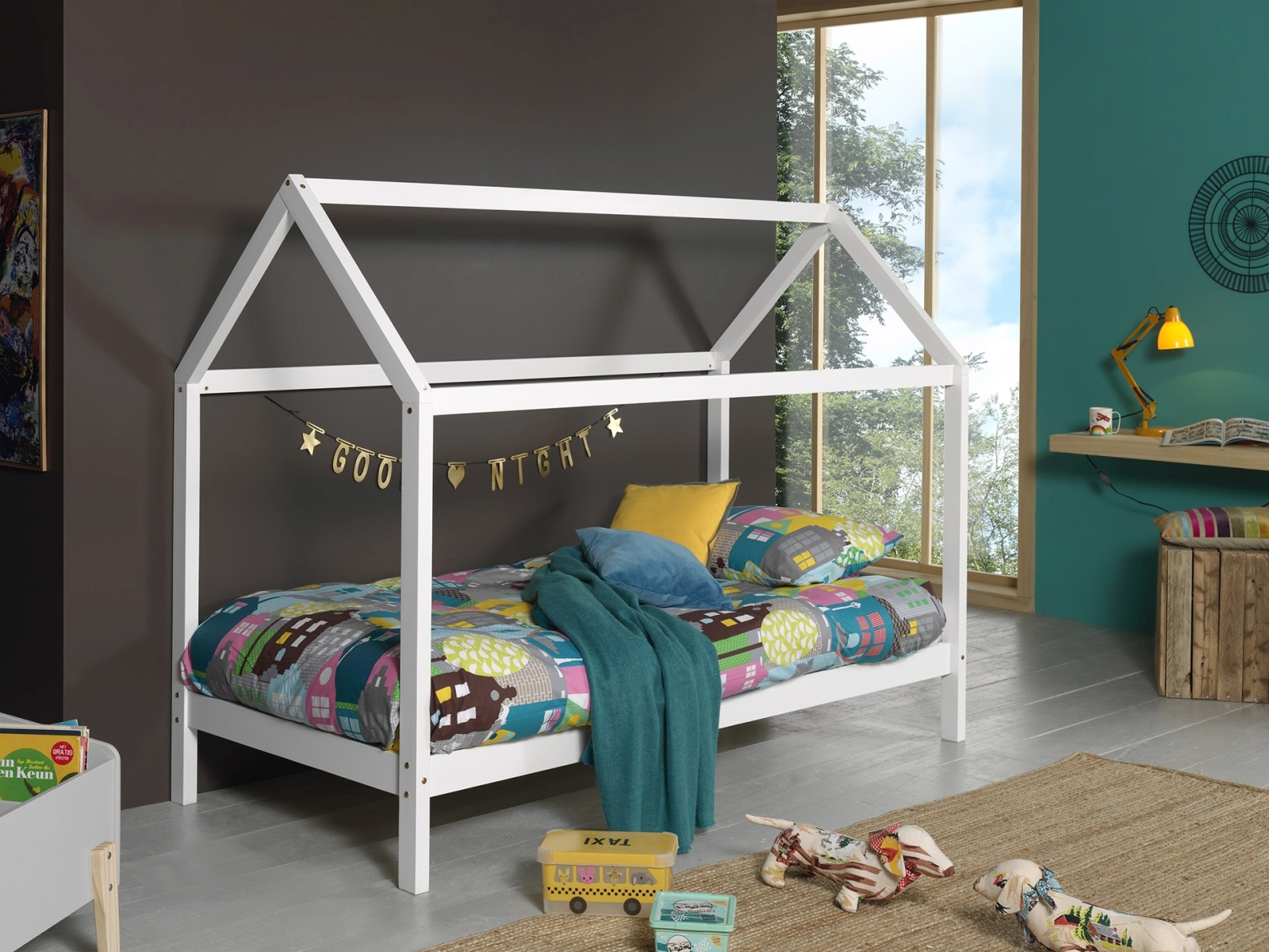 Hausbett-Set DALLAS 2 - weiß - mit Matratze - 90x200 cm