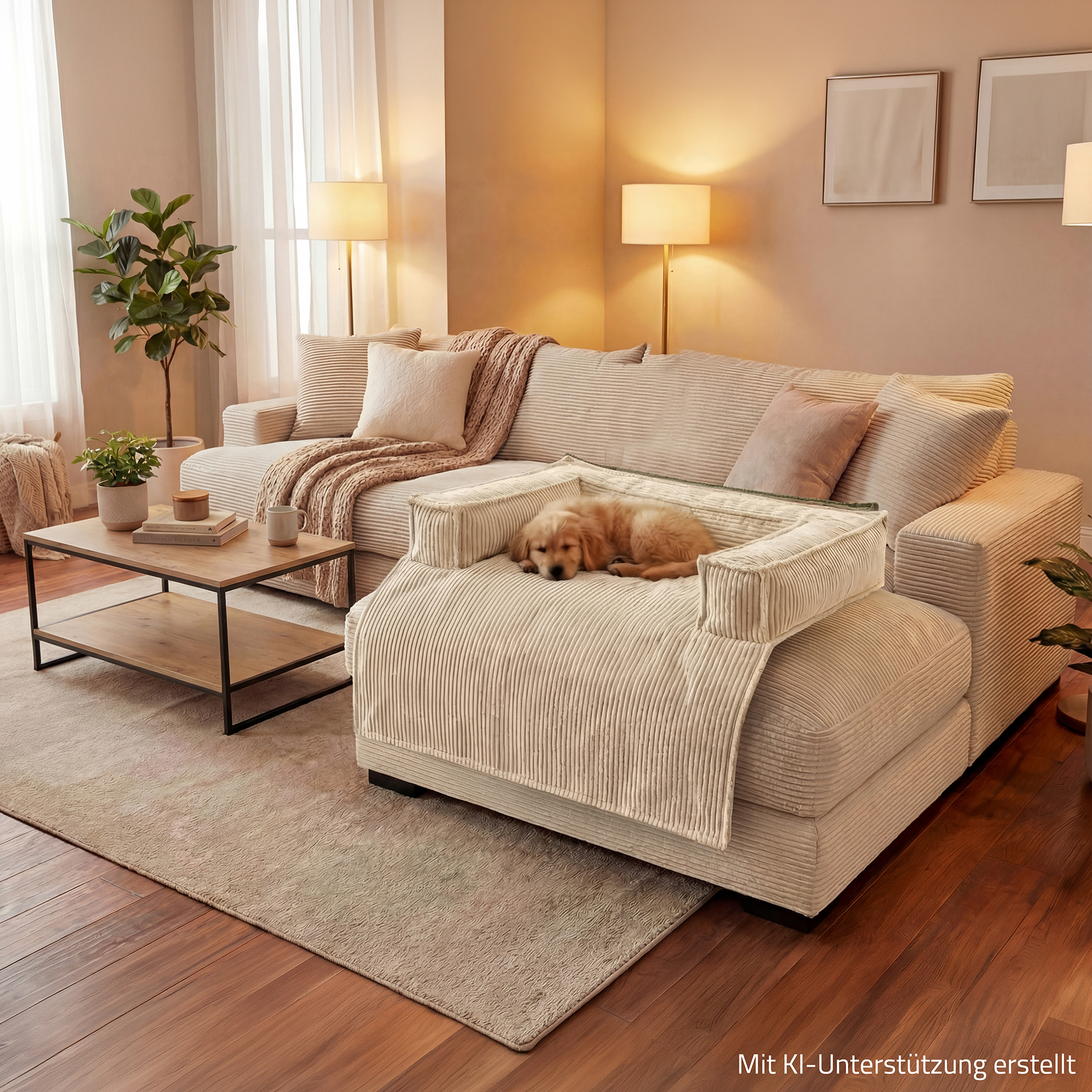 Haustier-Sofa - beige - Cord-Bezug