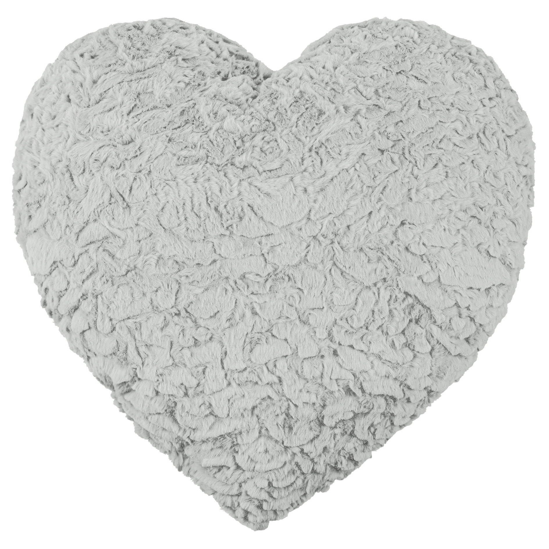 Herz-Kissen - silber - Kunstfell - 40x40 cm