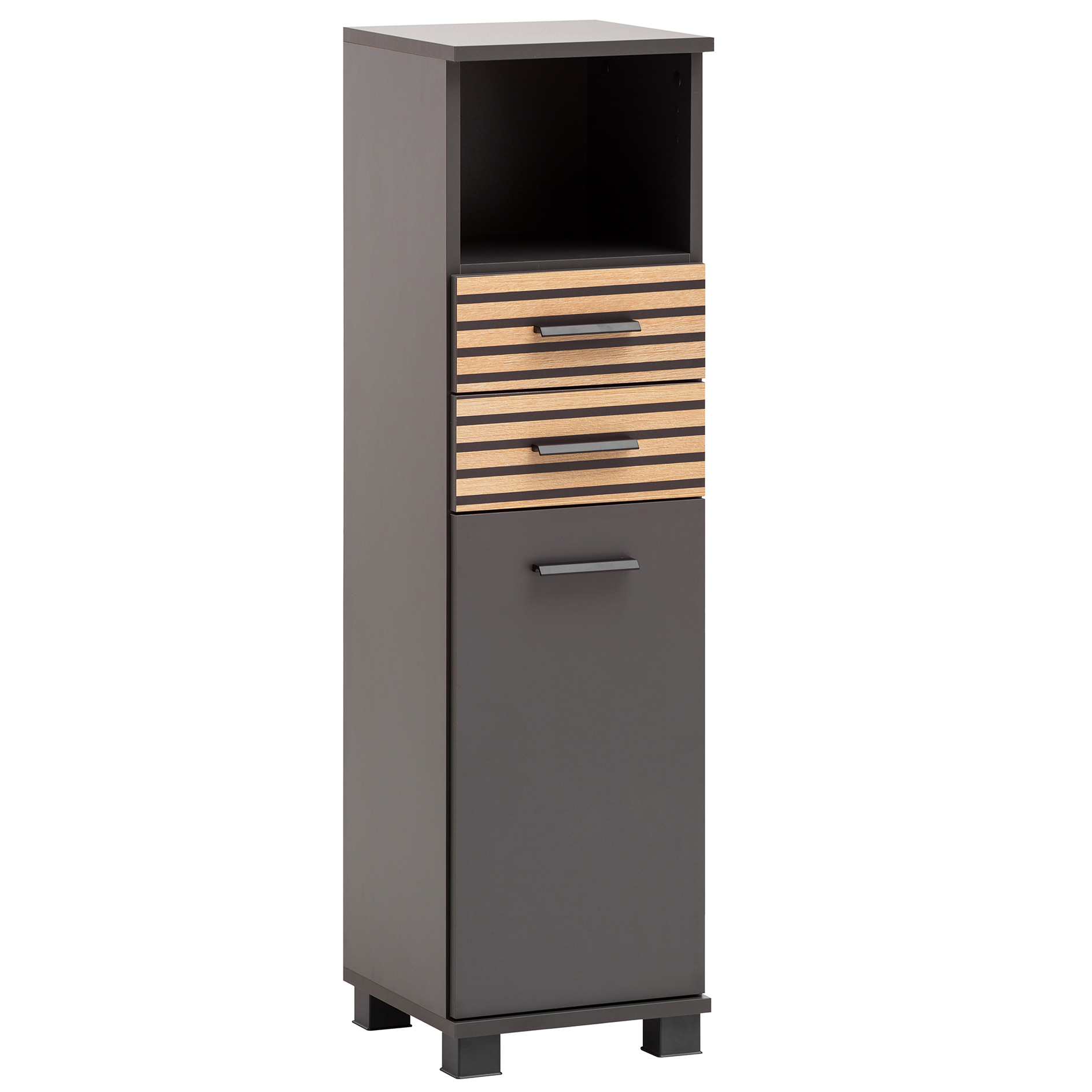 Highboard - anthrazit - Akustikpaneeloptik - 2 Schubkästen