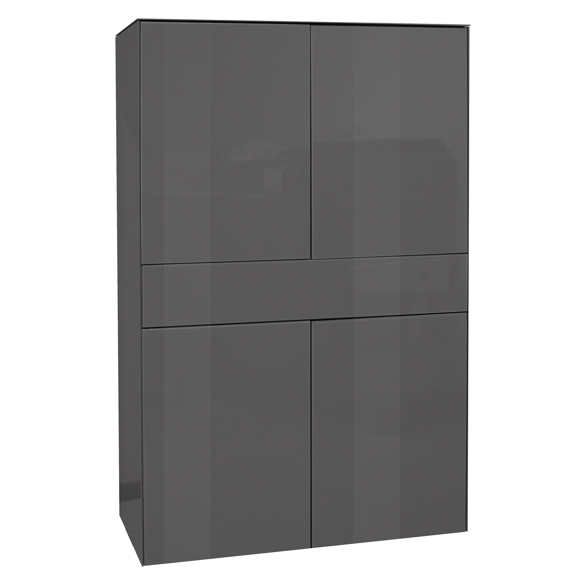 Highboard - anthrazit - mit Glas - 4 Türen - ein Schubkasten