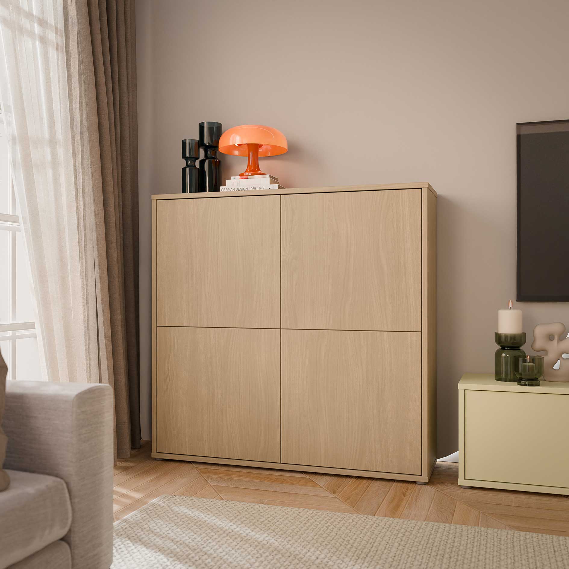 Highboard - Elegancia Eiche - 4 Türen - 125 cm