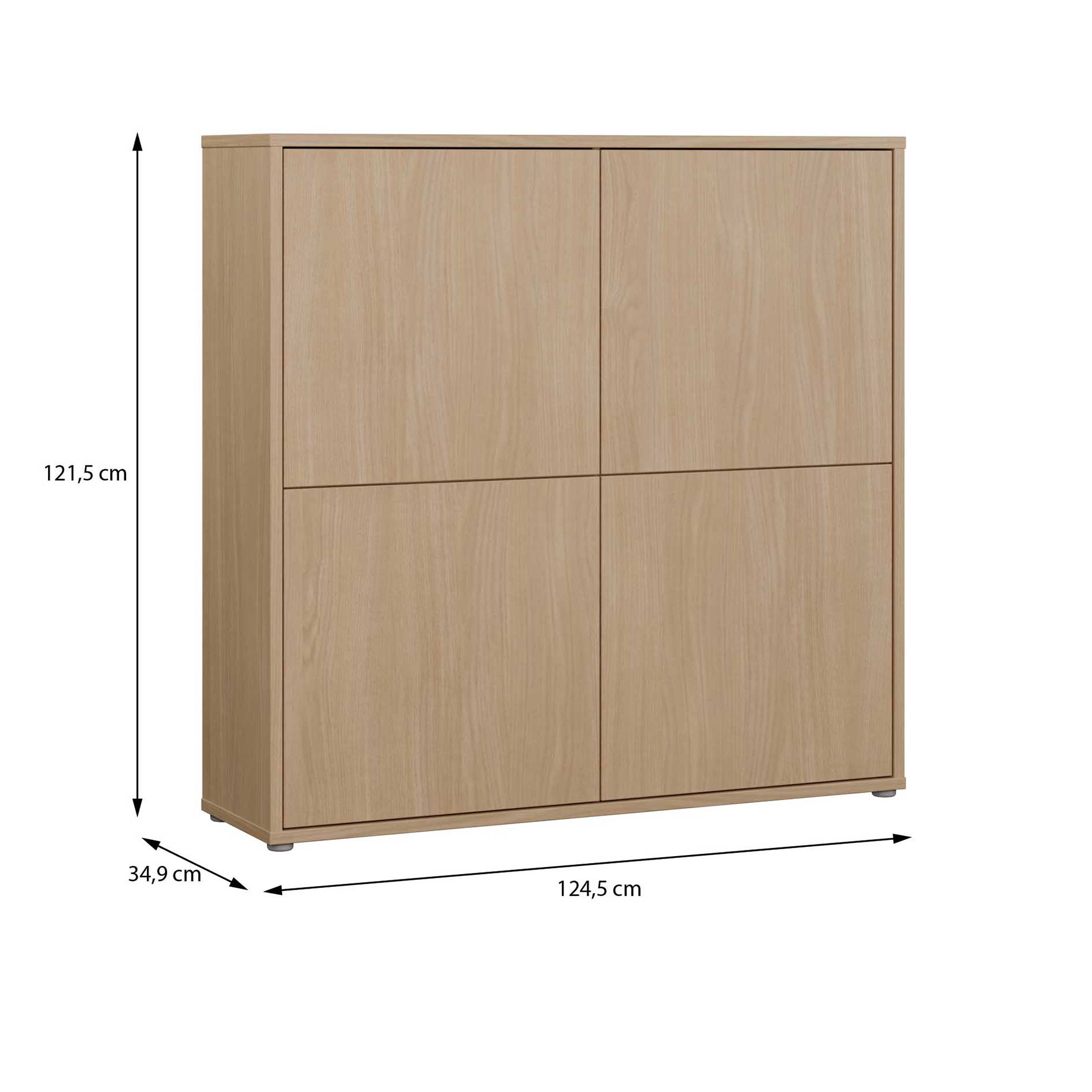 Highboard - Elegancia Eiche - 4 Türen - 125 cm