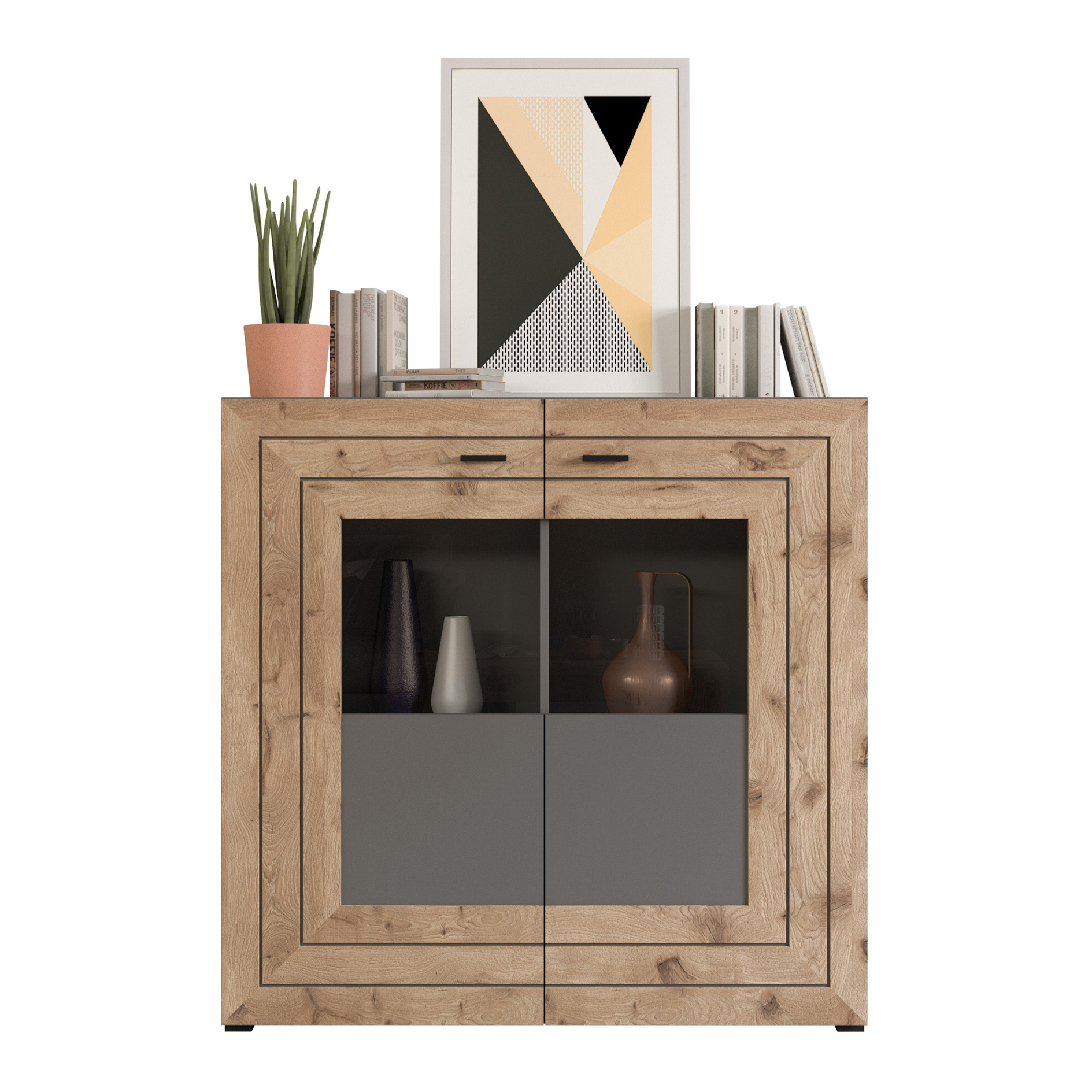 Highboard FRENO - grau - Nox Oak - 120 cm