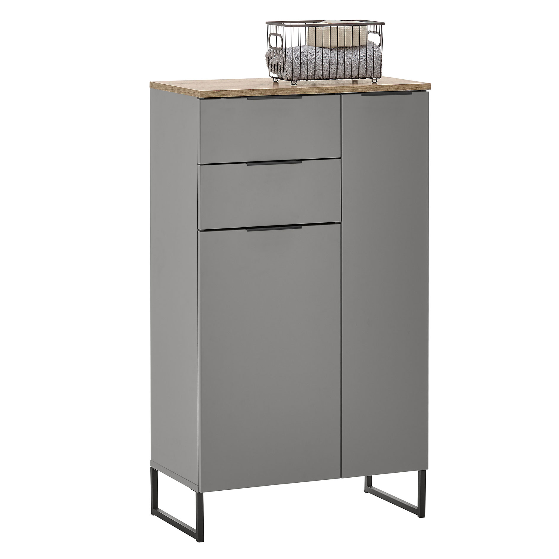 Highboard - grau matt - Evoke Eiche - 60 cm