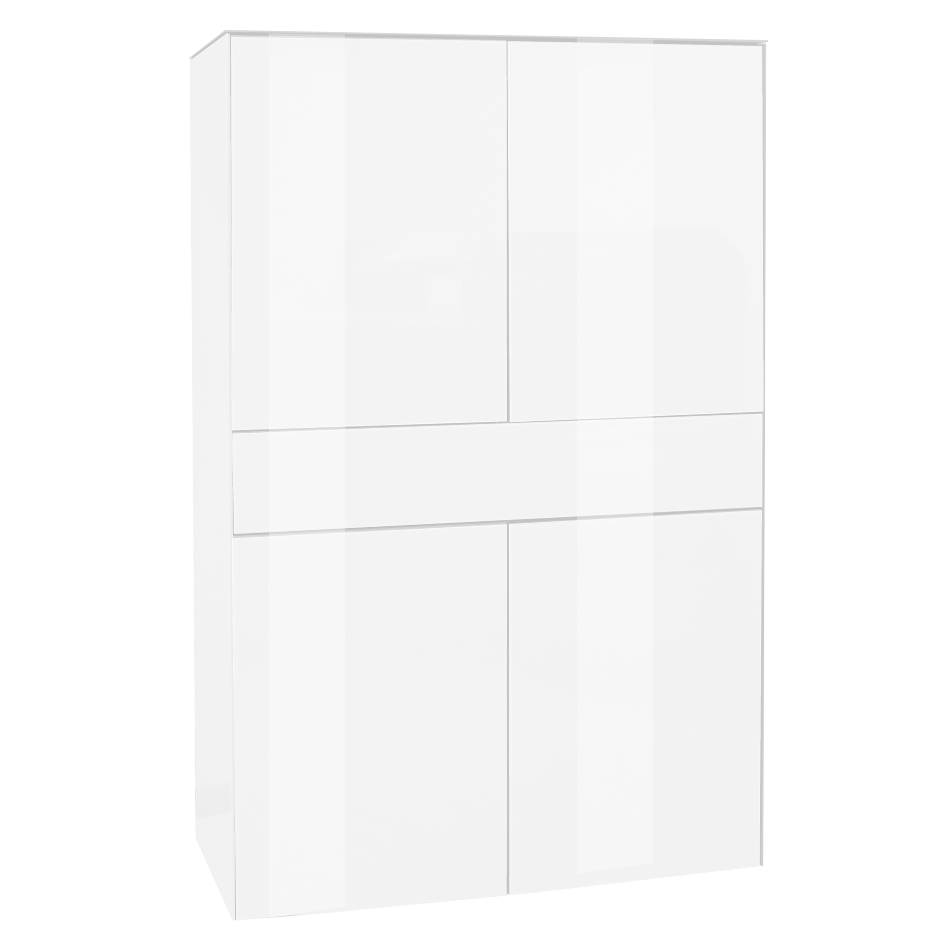 Highboard - ice white - mit Glas - 4 Türen - ein Schubkasten