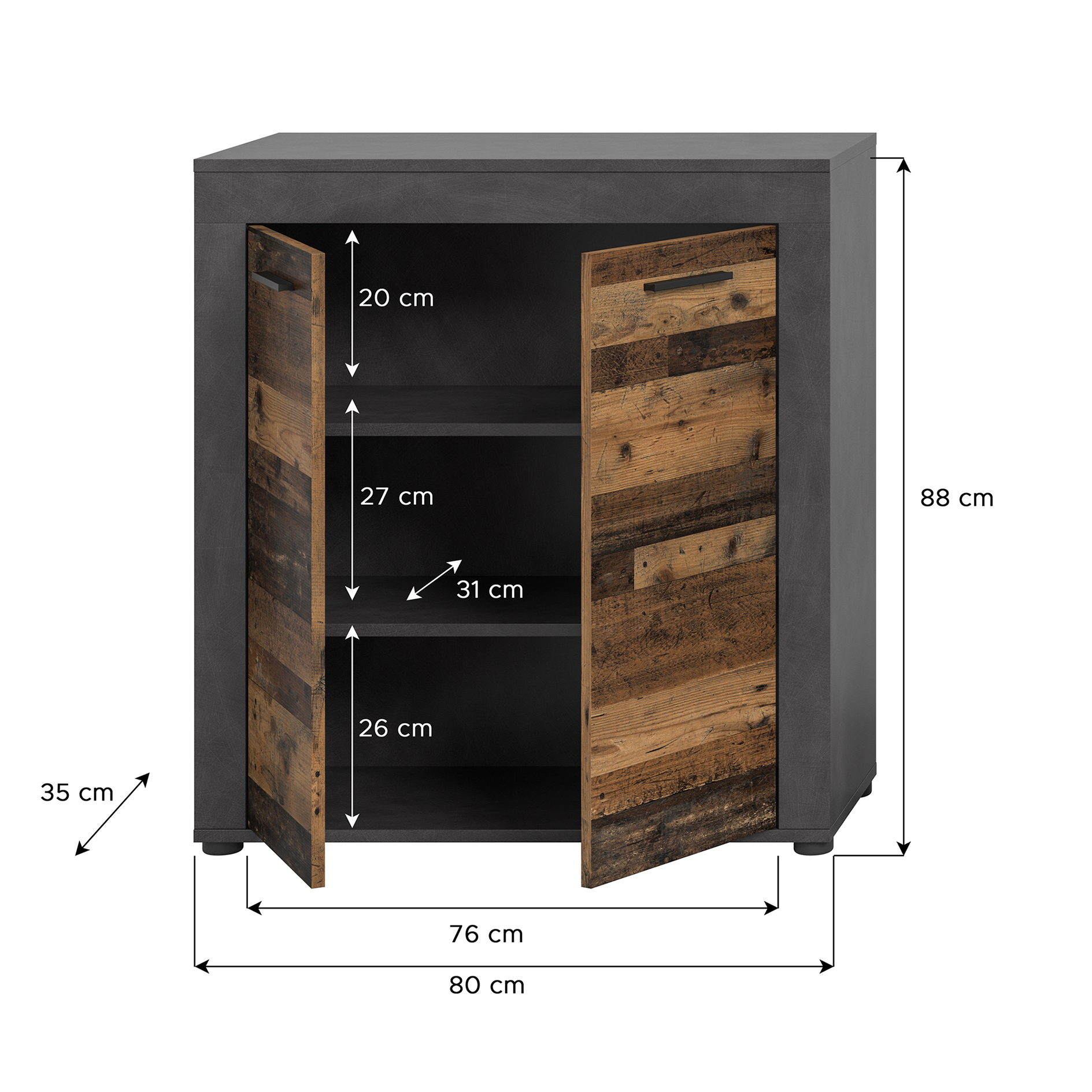 Highboard JAM - Matera - Old Wood - 80 cm breit