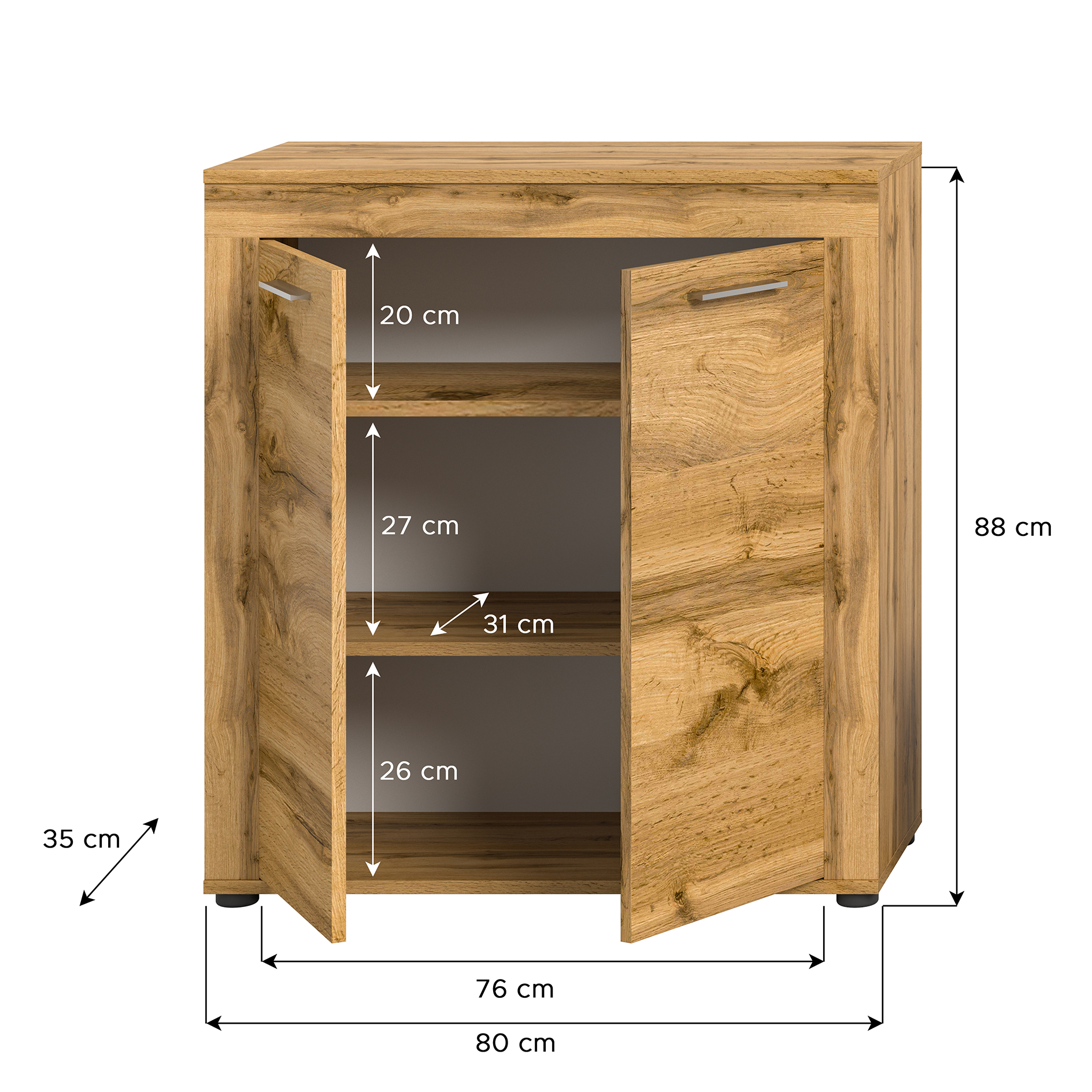 Highboard JAM - Wotan Eiche - 80 cm breit