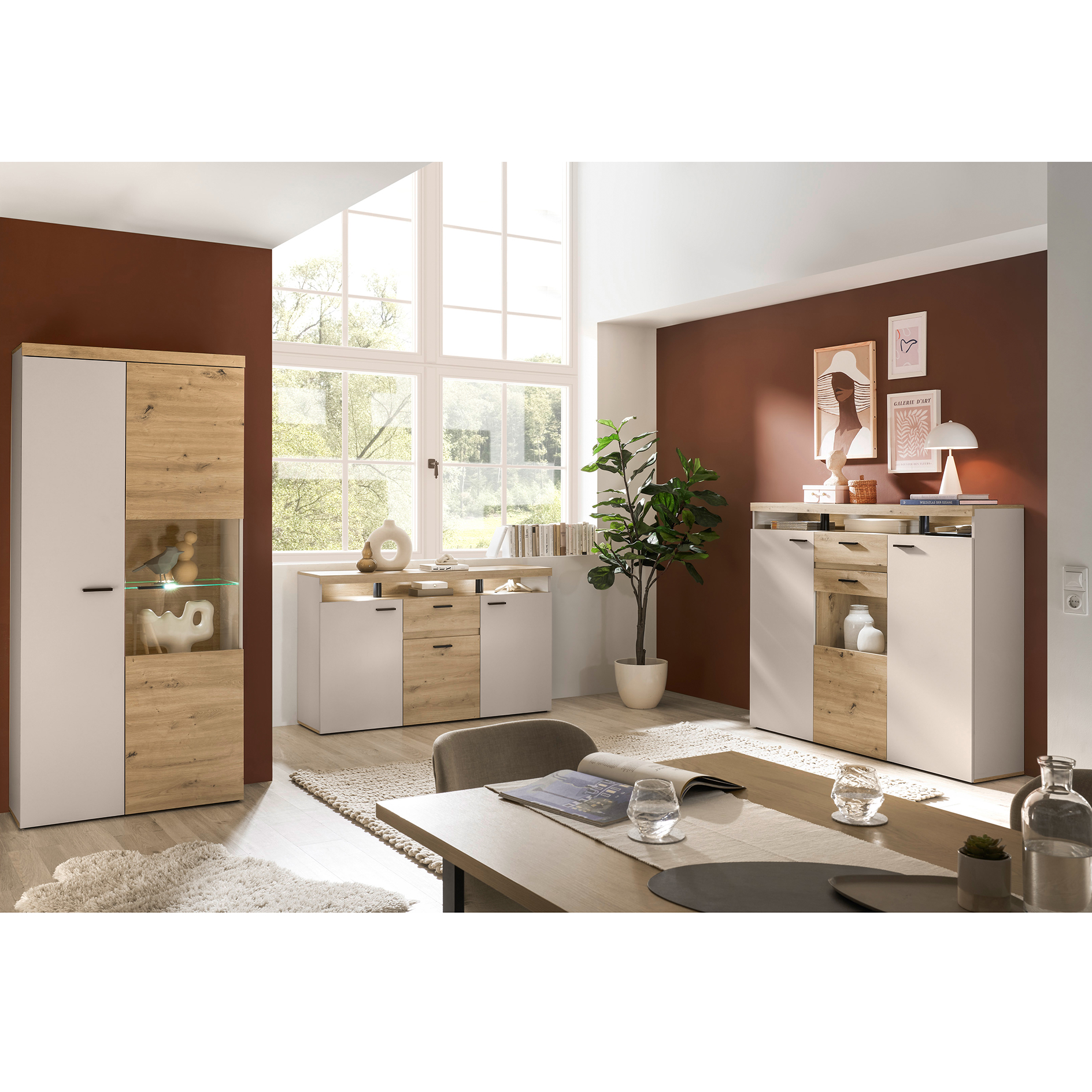 Highboard - kaschmir - Artisan Eiche - 151 cm breit