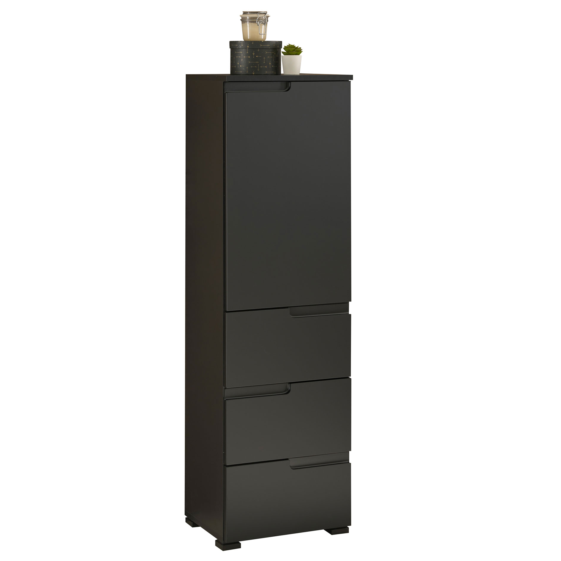 Highboard - schwarz matt - 134 cm hoch