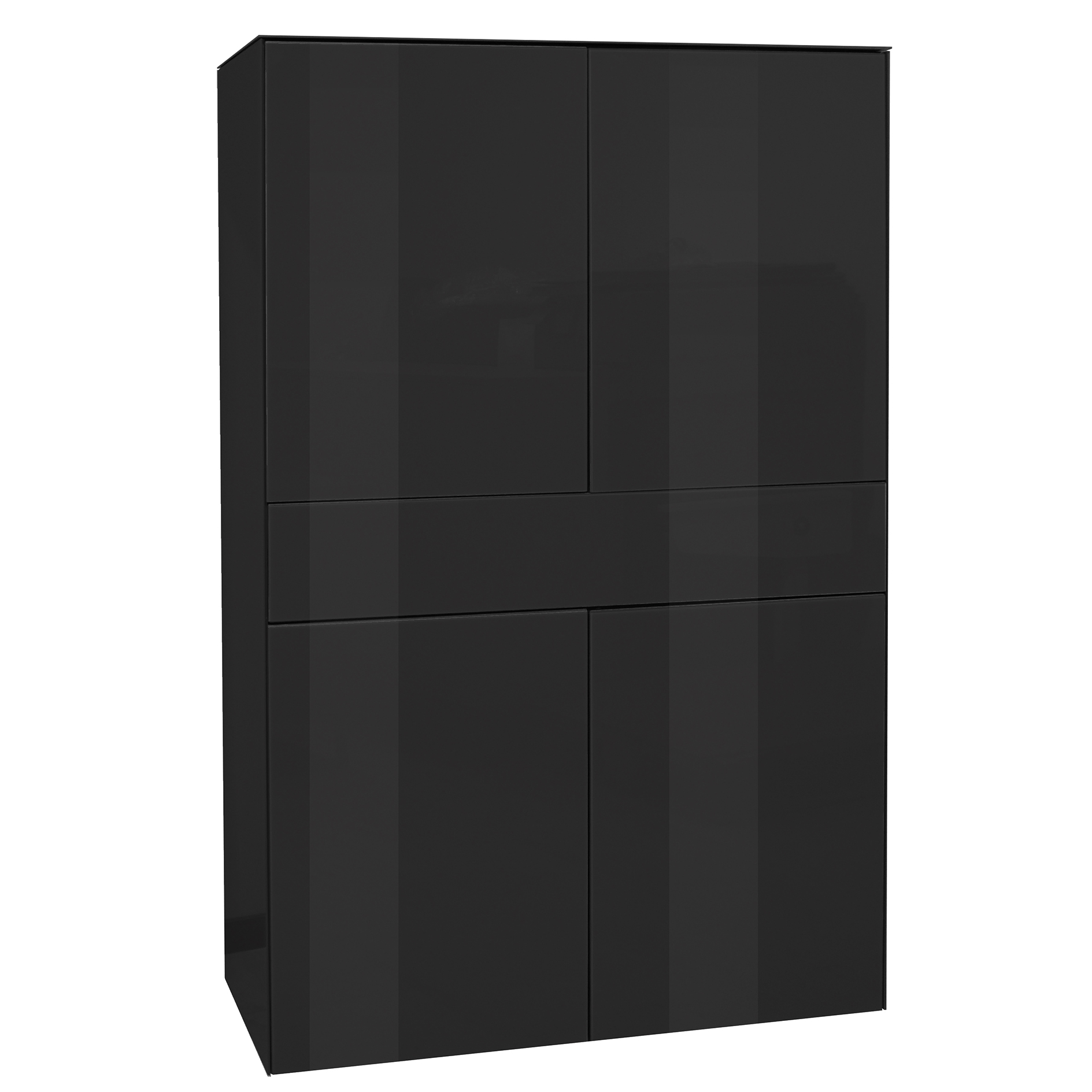 Highboard - schwarz - mit Glas - 4 Türen - ein Schubkasten