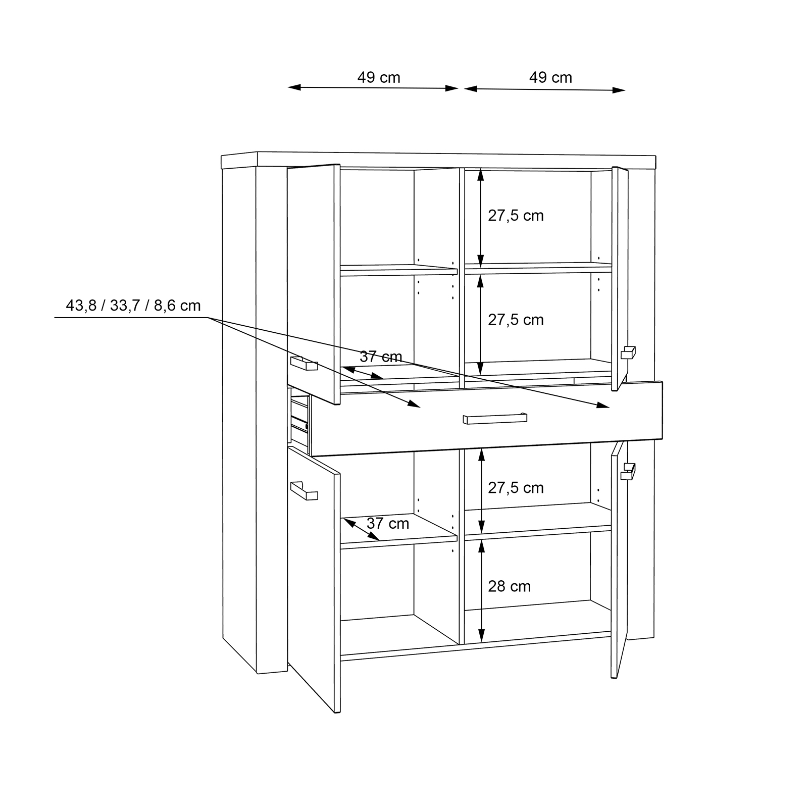 Highboard - Sonoma Eiche - 116 cm breit