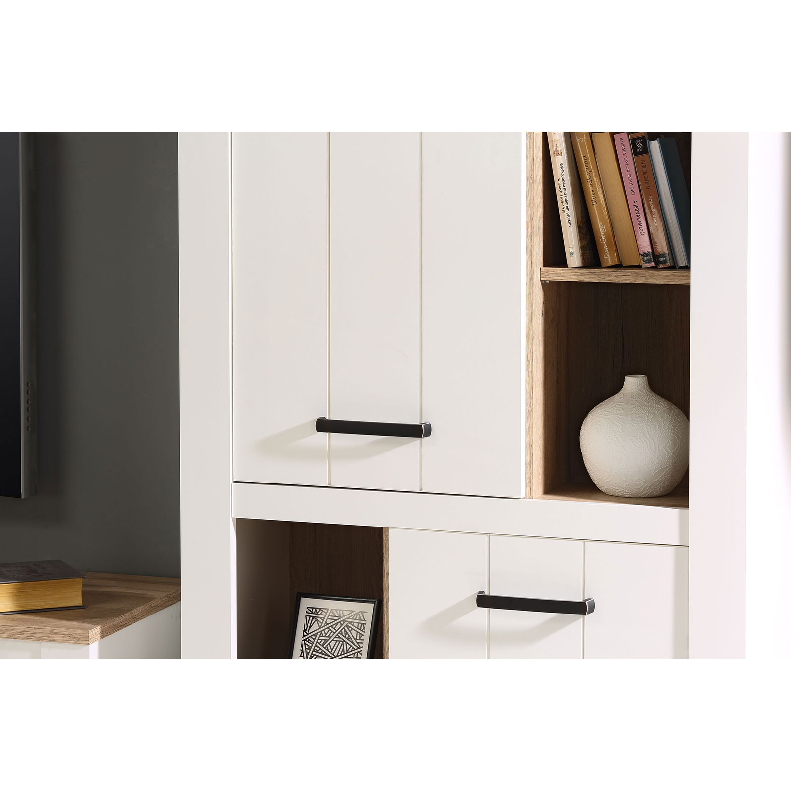 Highboard - weiß - Bianco Eiche - 87 cm breit