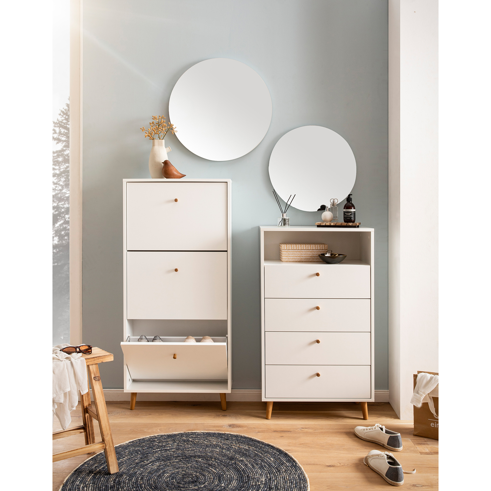 Highboard - weiß matt - 4 Schubkästen - 60,2 cm breit