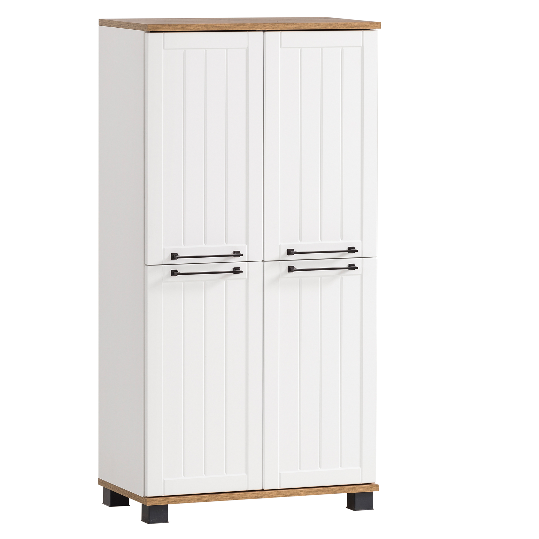 Highboard - weiß matt - Eiche - 117 cm hoch