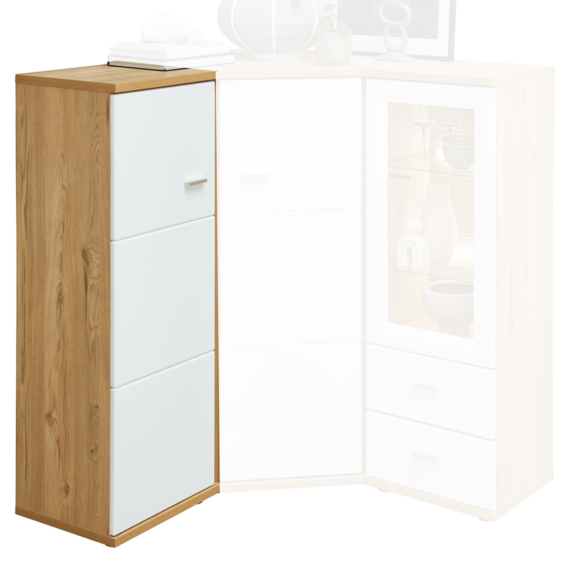 Highboard - weiß-Risseiche - 45 cm