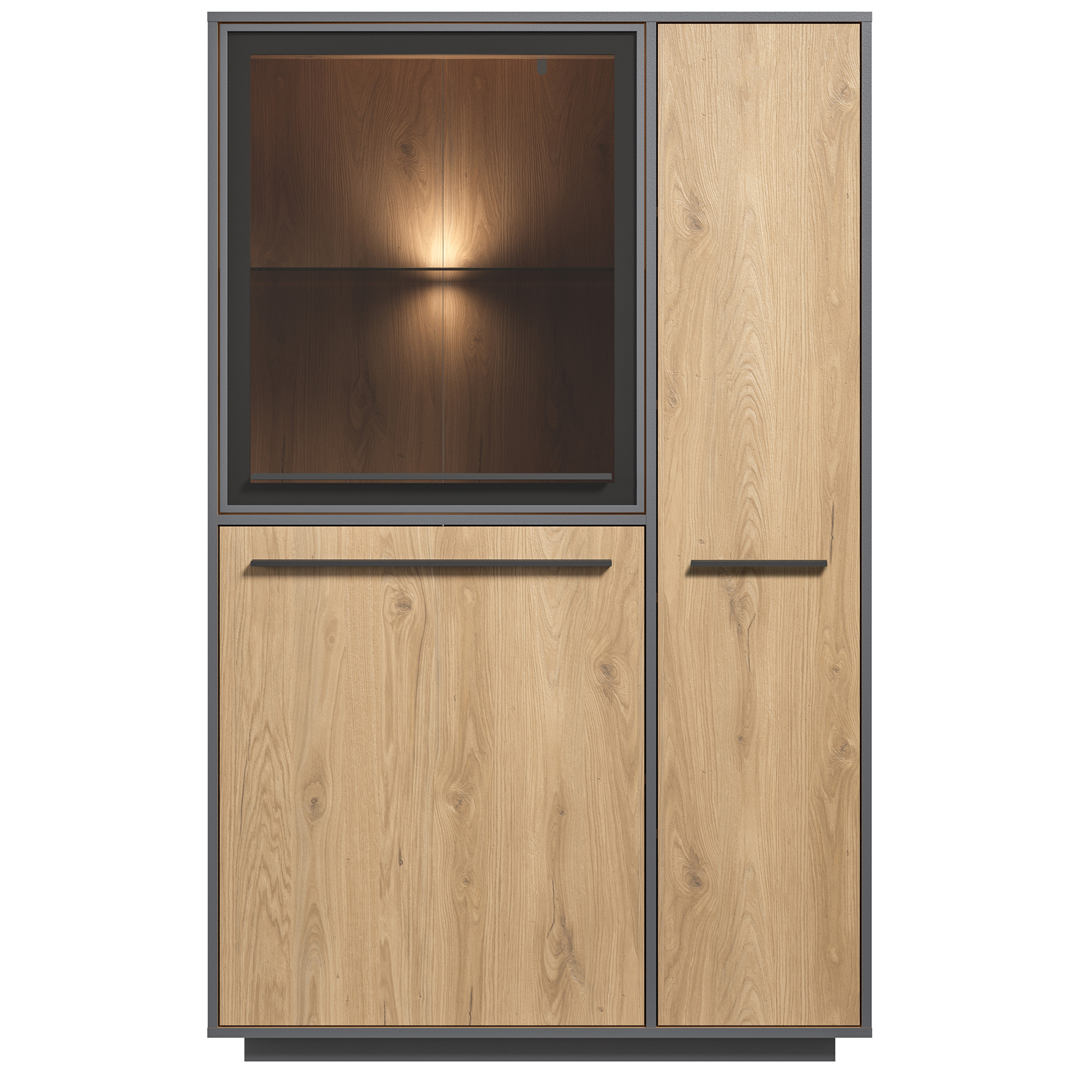Highboard - Wildeiche - schwarz - LED-Beleuchtung - 161 cm hoch