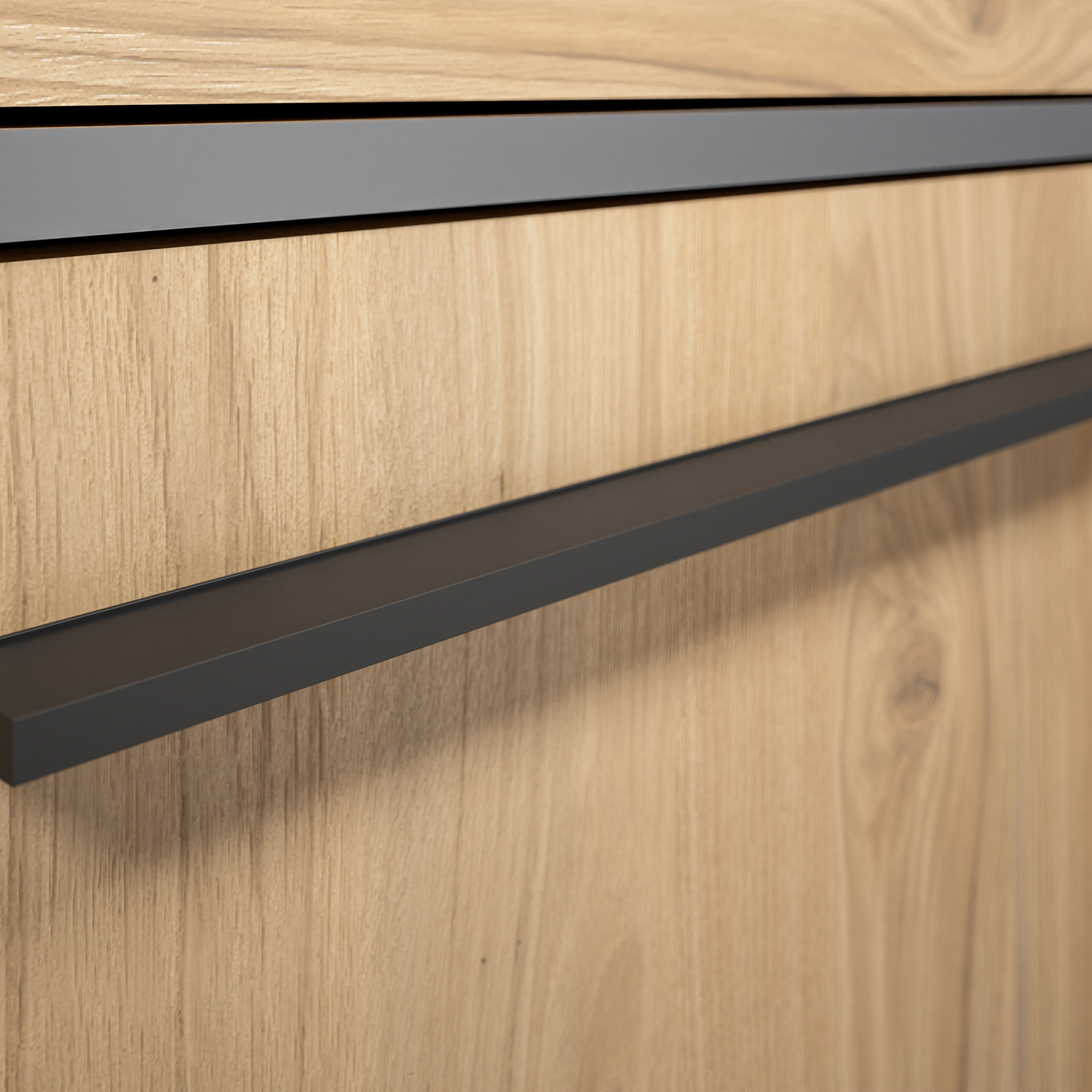 Highboard - Wildeiche - schwarz - LED-Beleuchtung - 161 cm hoch
