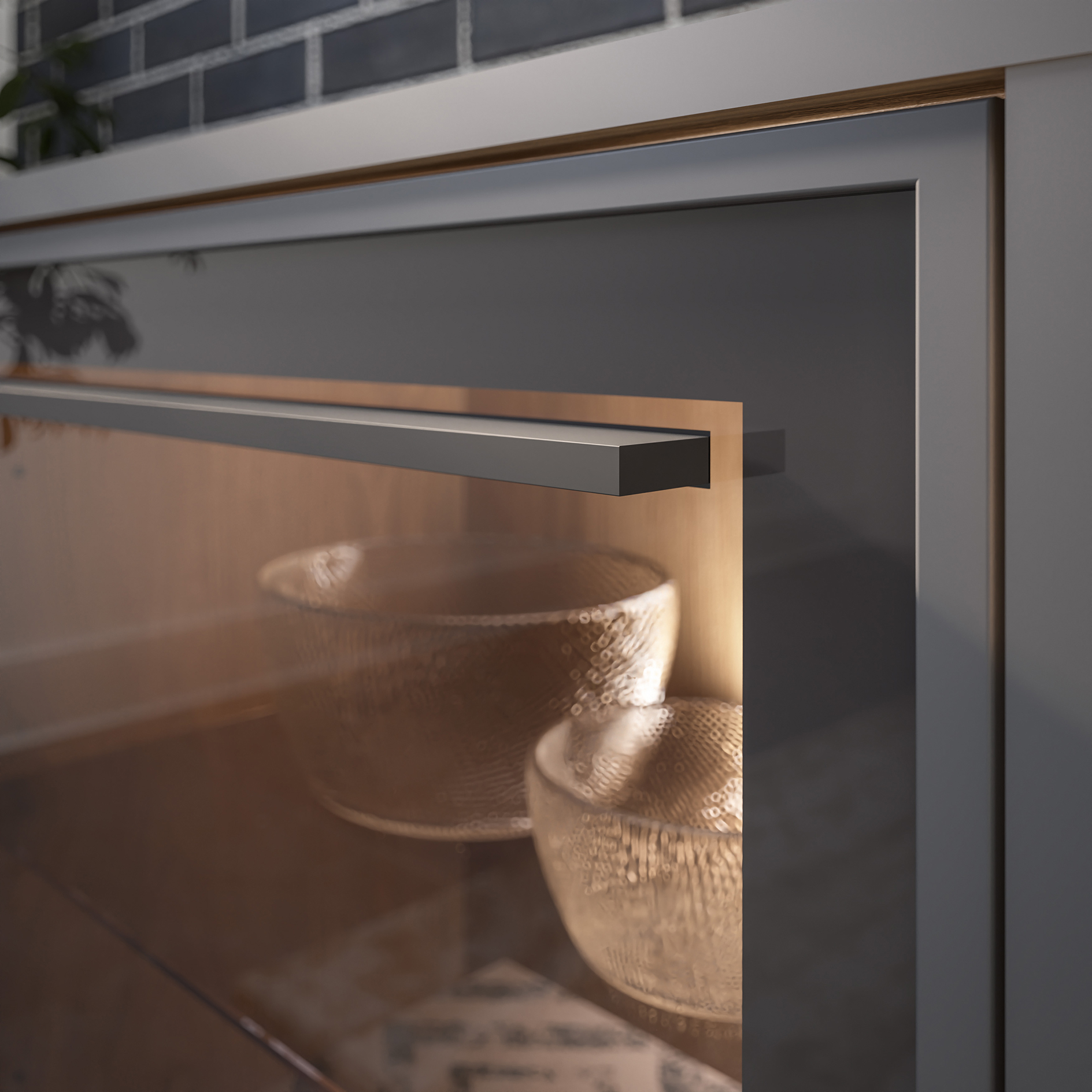 Highboard - Wildeiche - schwarz - LED-Beleuchtung - 161 cm hoch
