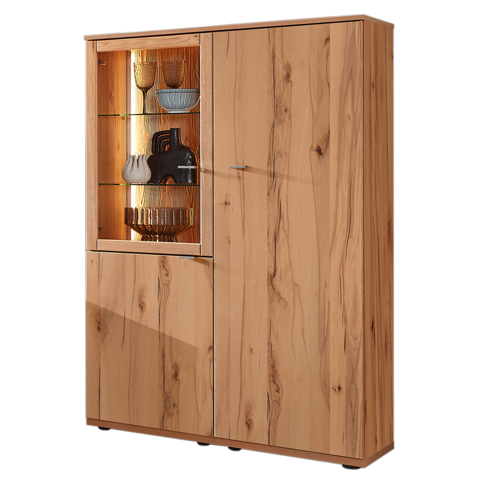 Highboardvitrine - Balkenbuche - 90 cm