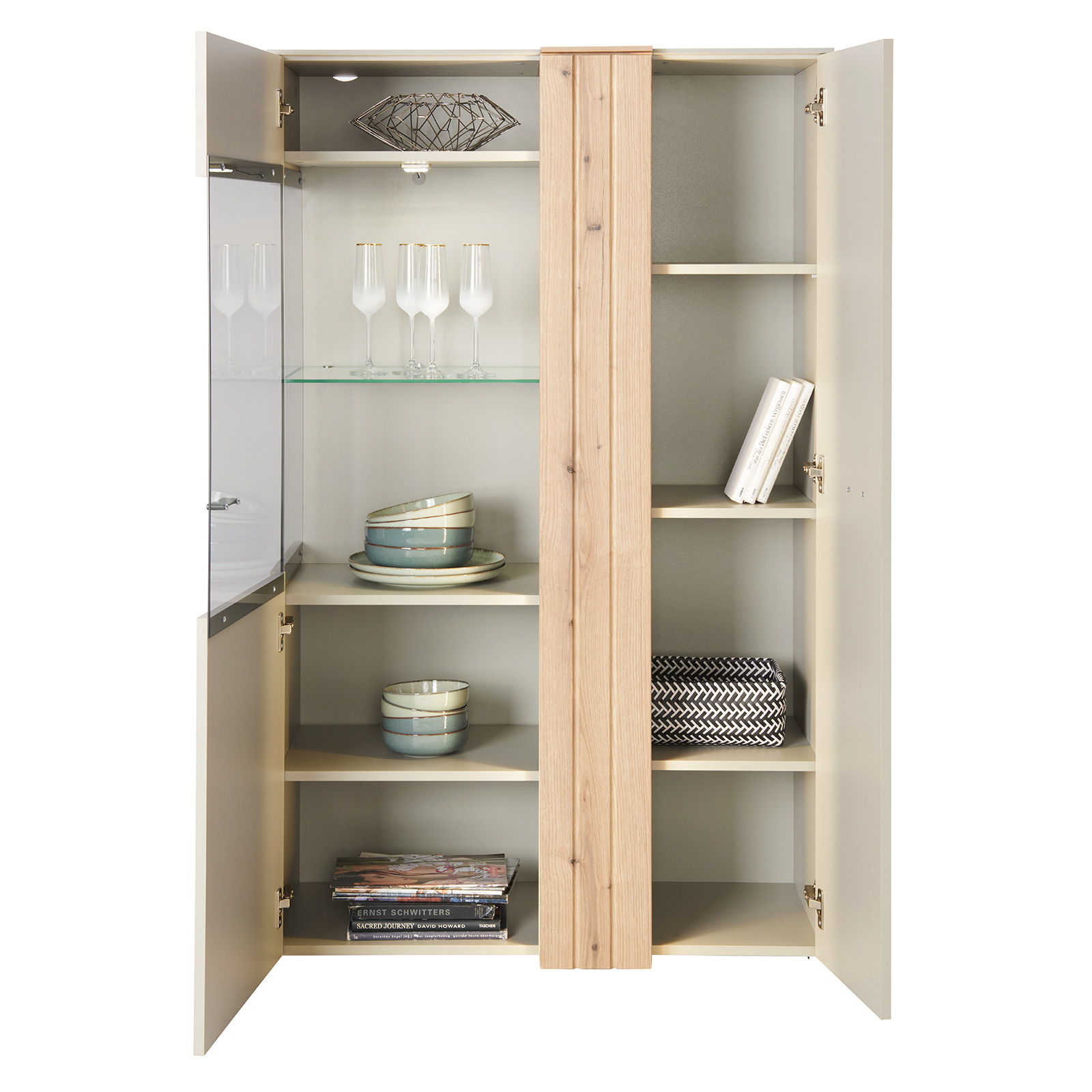 RASANTI Corte Vitrine - 2-türiger Schrank In Grau/Eiche Optik