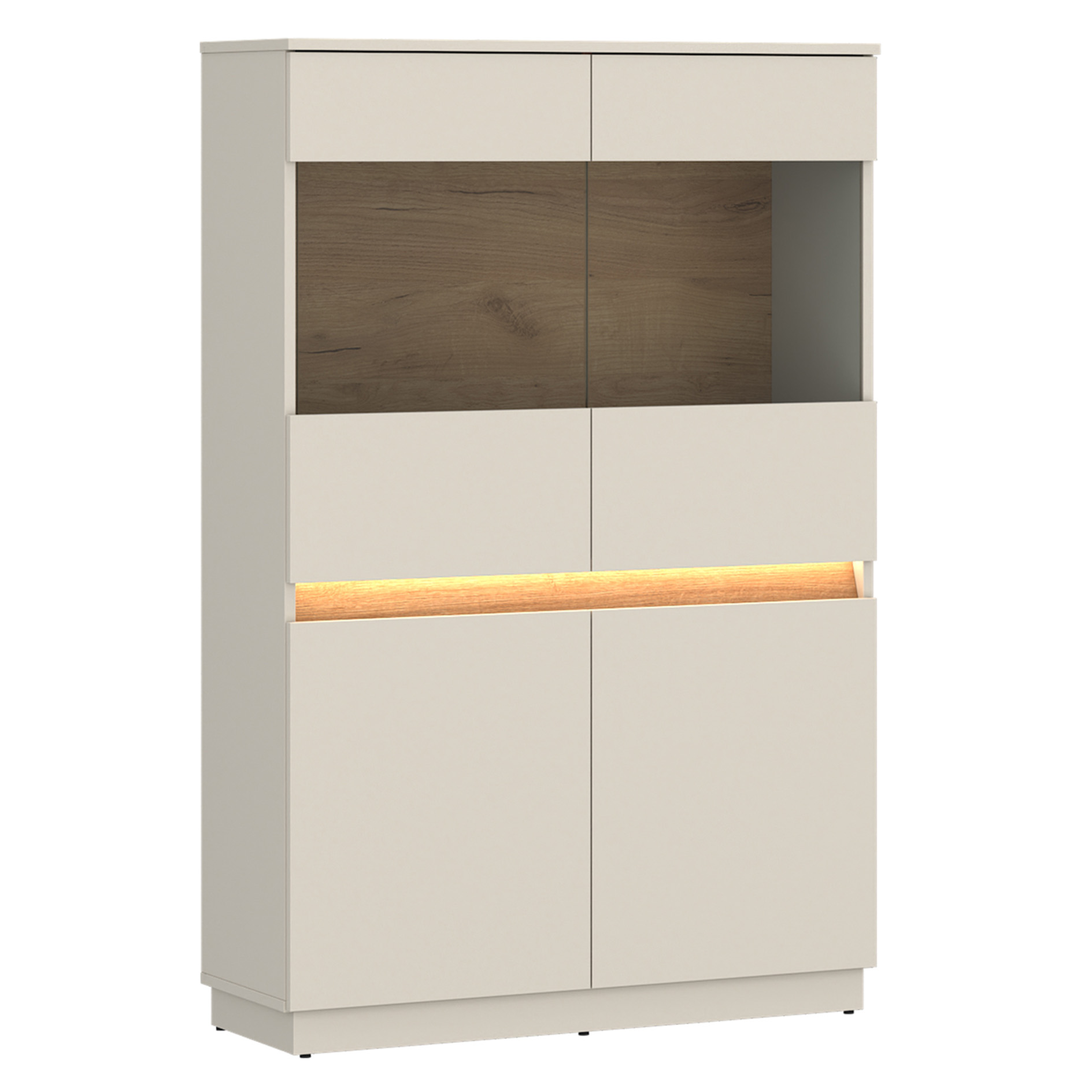Highboardvitrine - Kaschmir - Evoke Eiche - mit LED-Beleuchtung - 90 cm breit