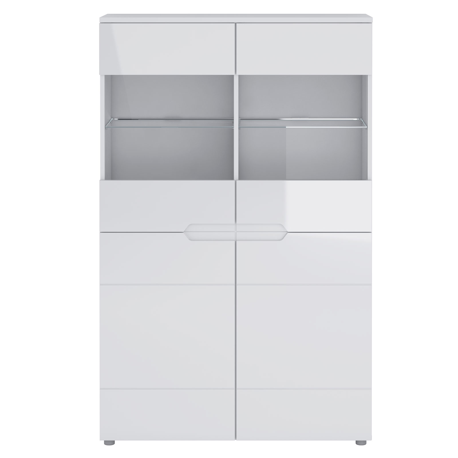 Highboardvitrine - weiß Hochglanz - 100 cm